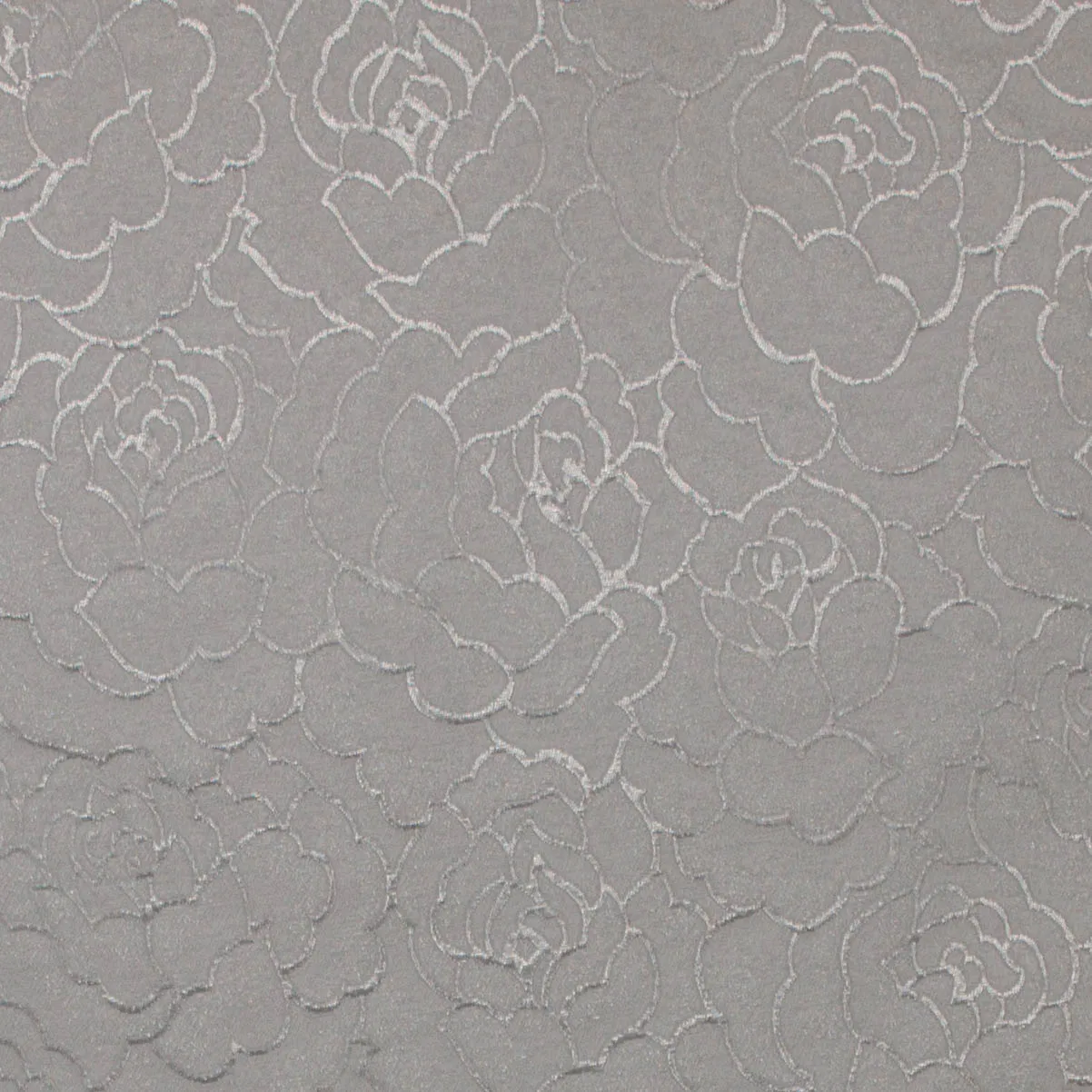Jacquard met rozenmotief  in zilver