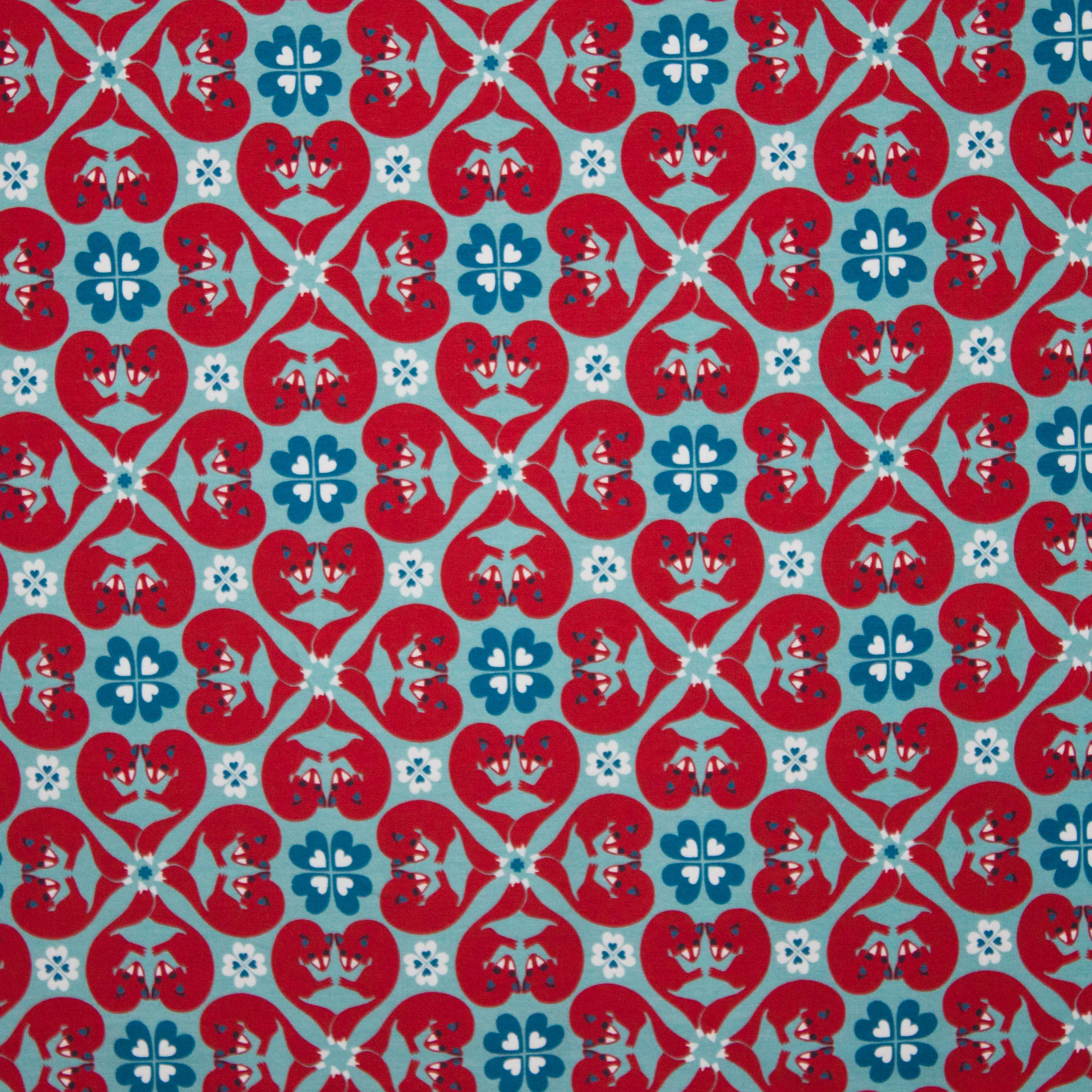 french terry Woodlands Hearts Foxy clover