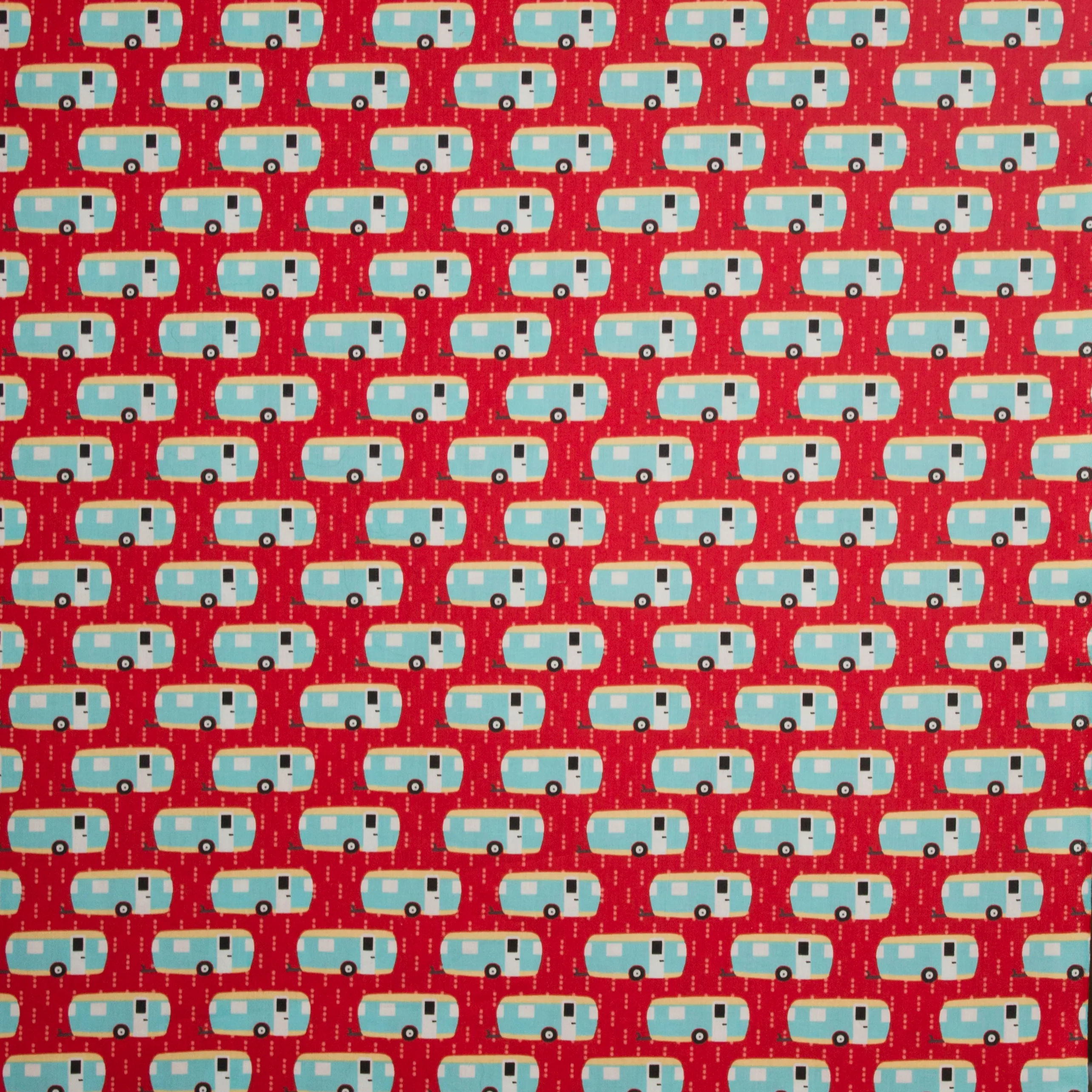 Katoen rood met caravanmotief