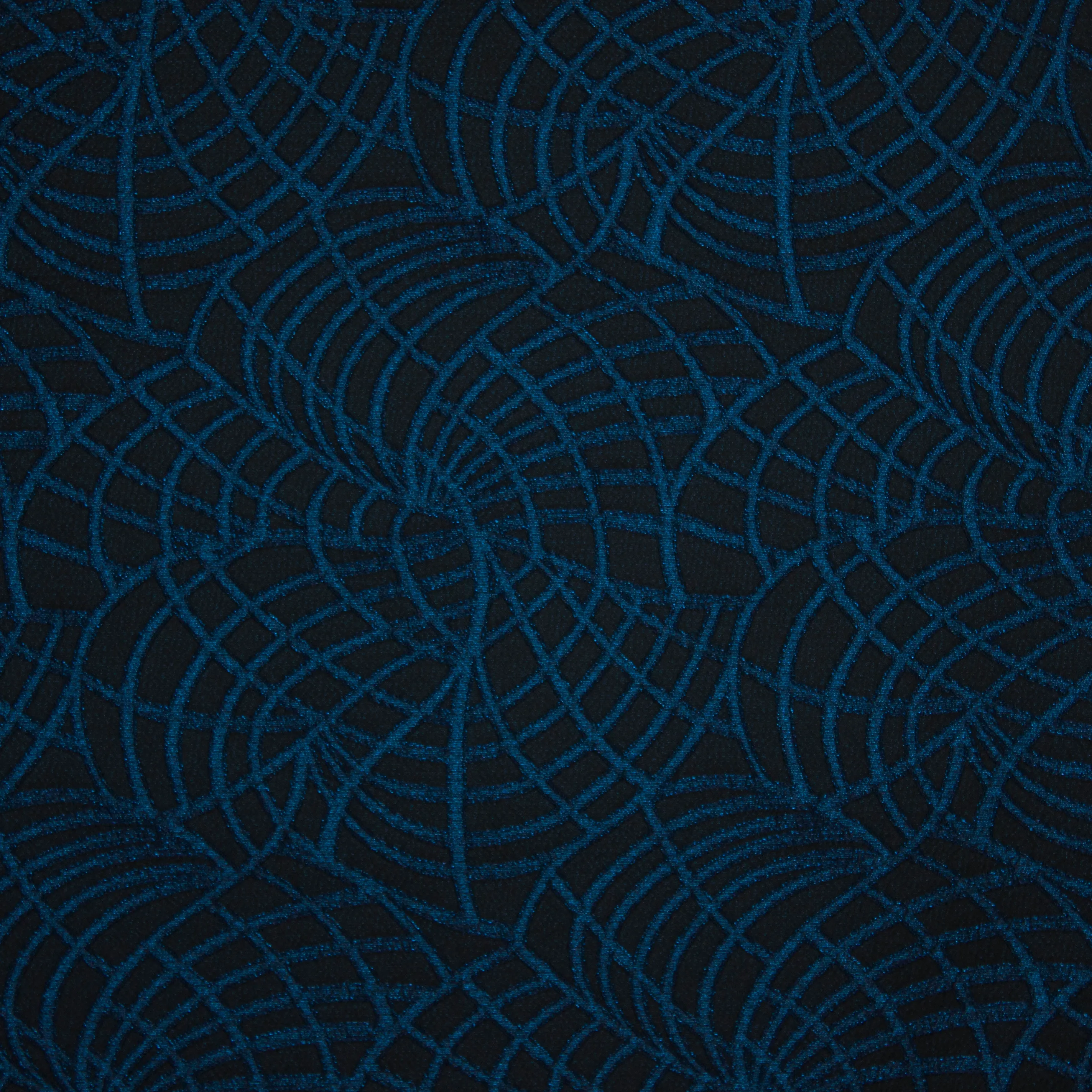 Jacquard met krullen in glitterdraad  zwart/ blauw