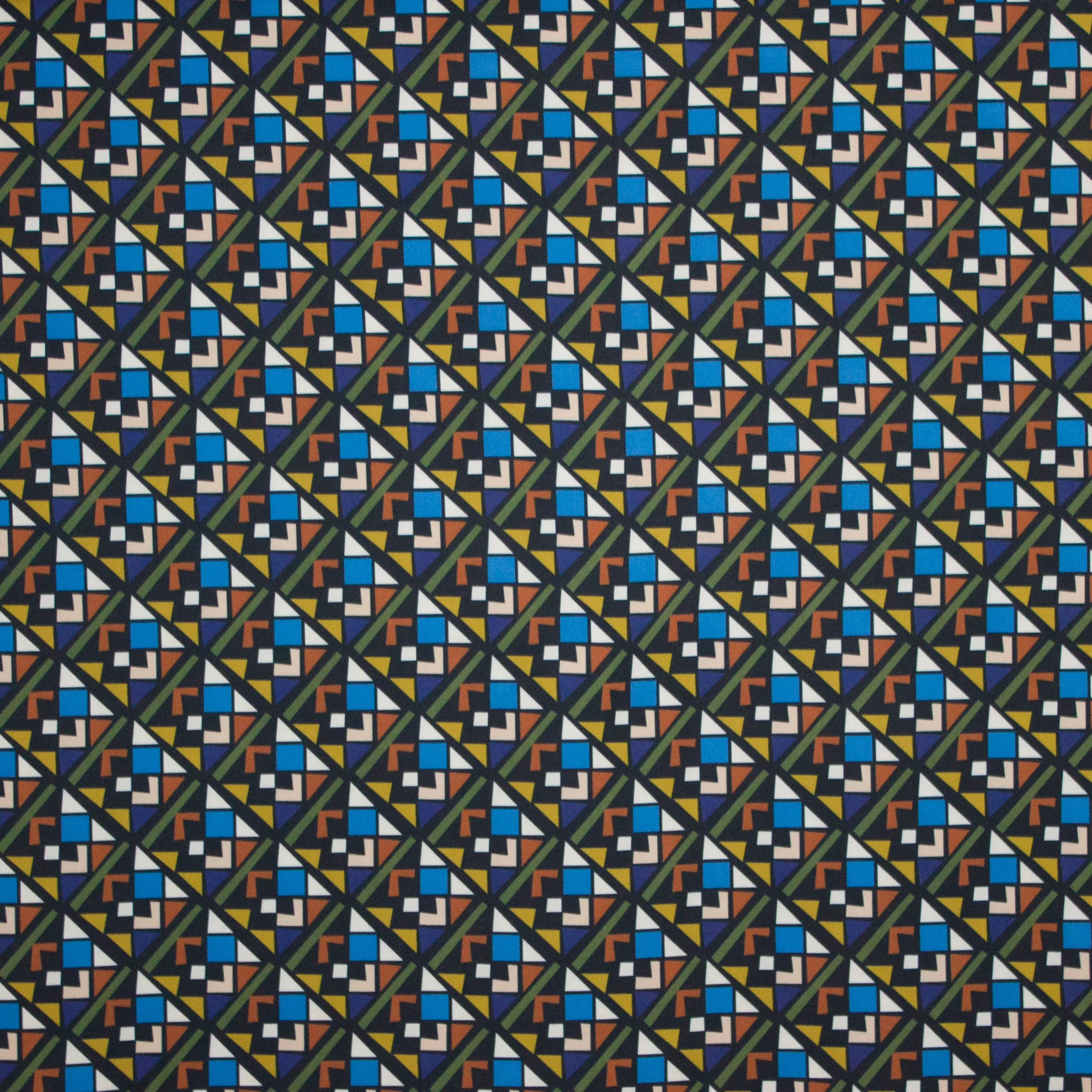 Stretch crêpe geometrisch motief