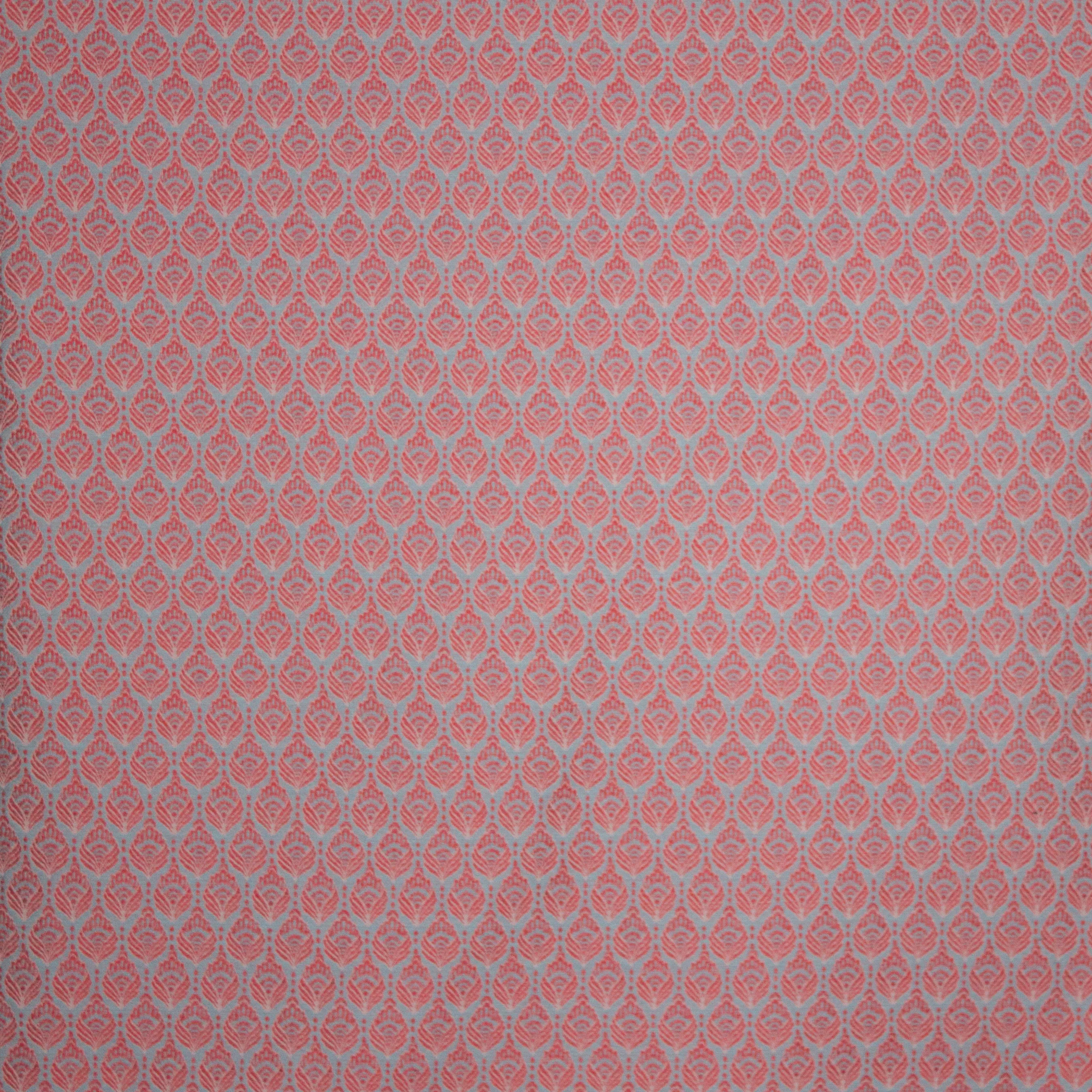 Fijne jacquard lichtblauw en koraal