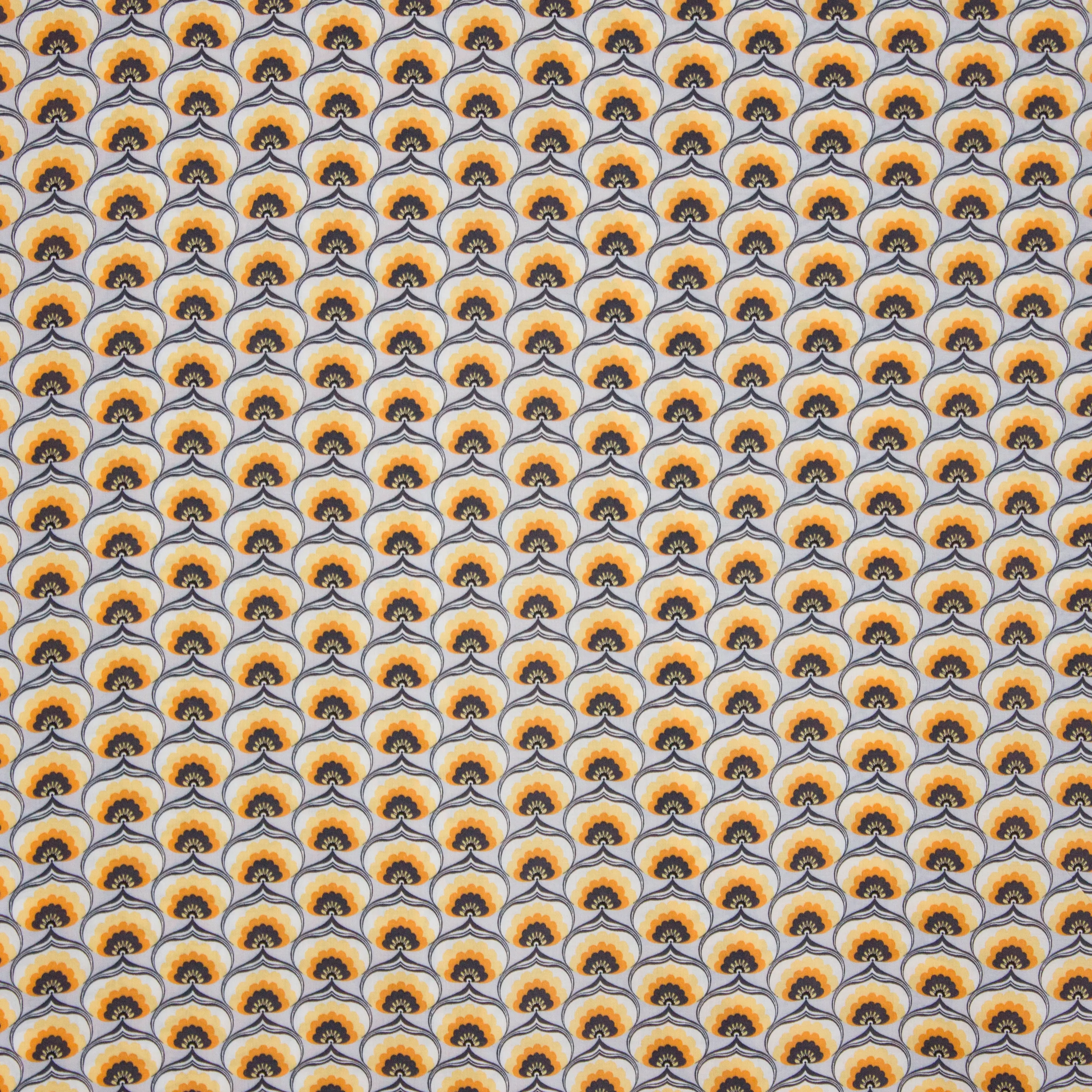 viscose met retro bloemen