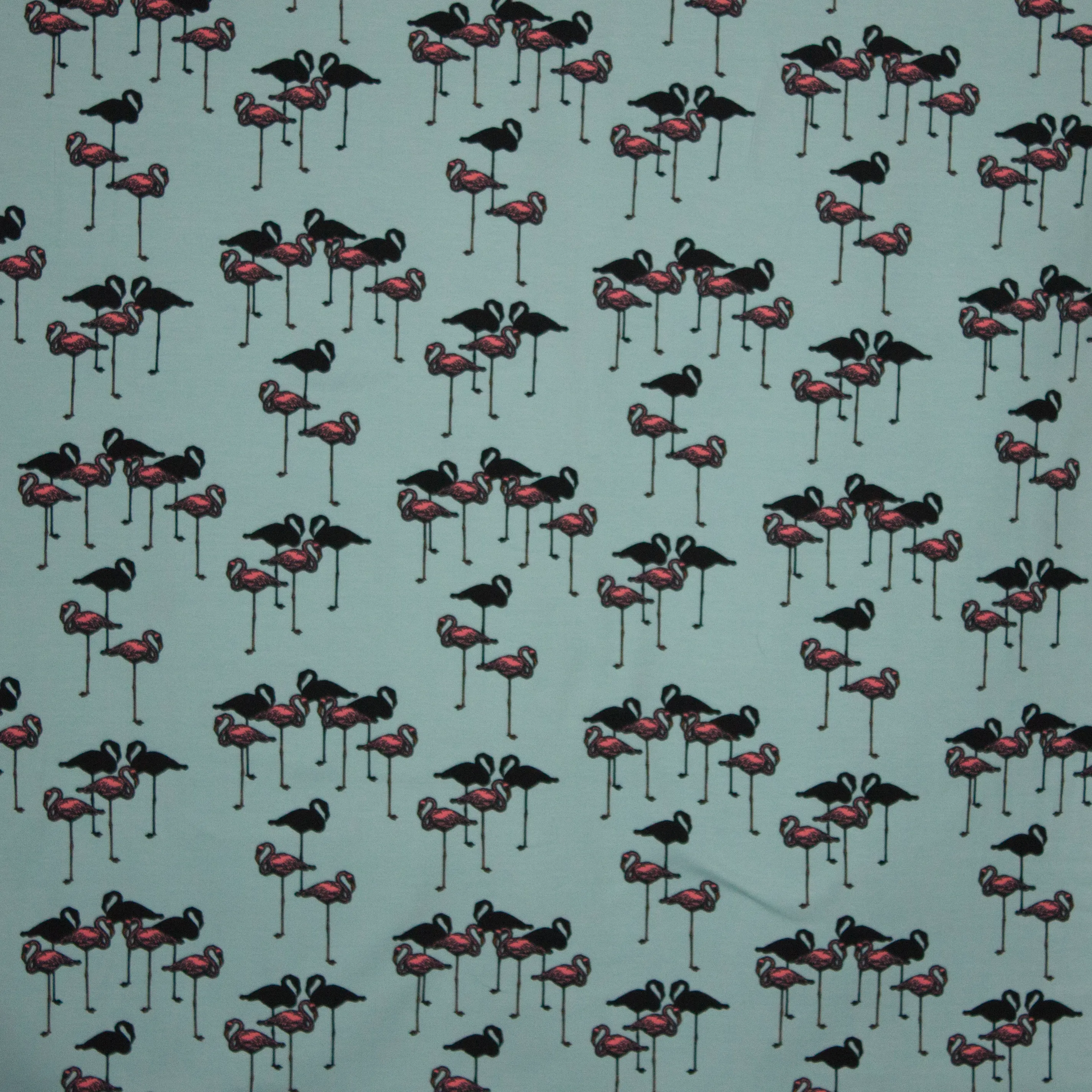katoentricot met flamingo's