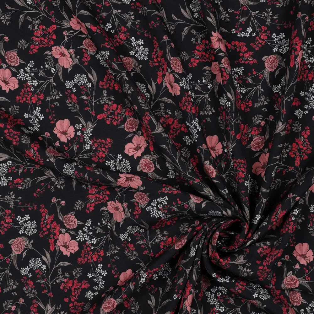Viscose blauw met bloemen - Poppy