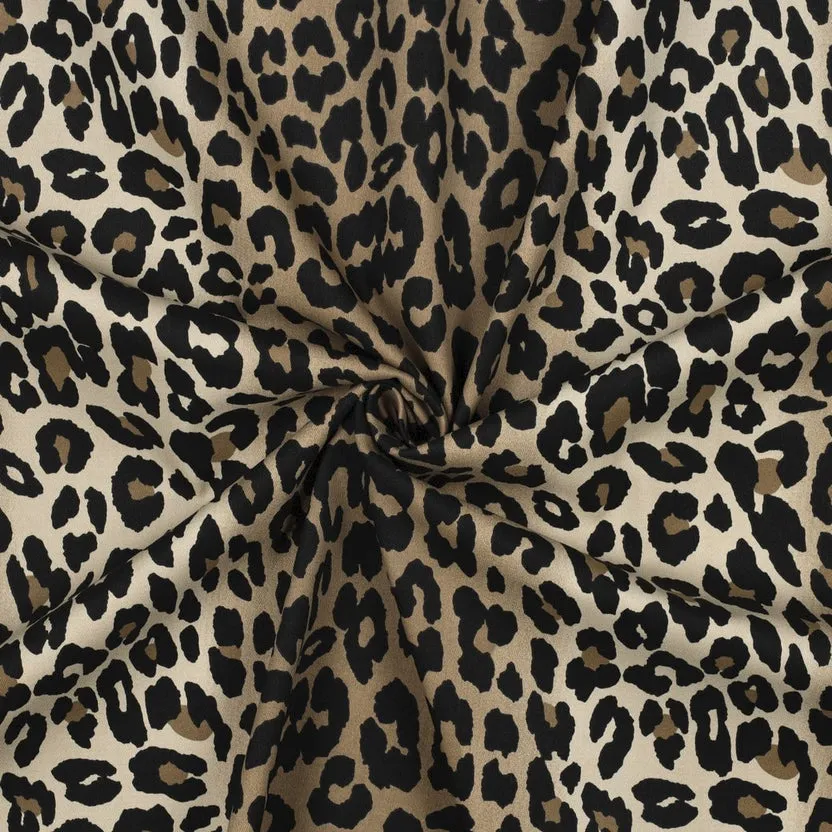 Katoen twill stretch met luipaardprint - Poppy