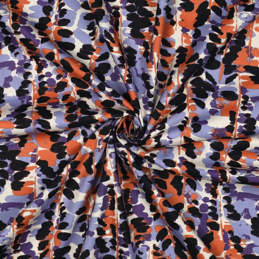 Katoen viscose abstract paars - Poppy