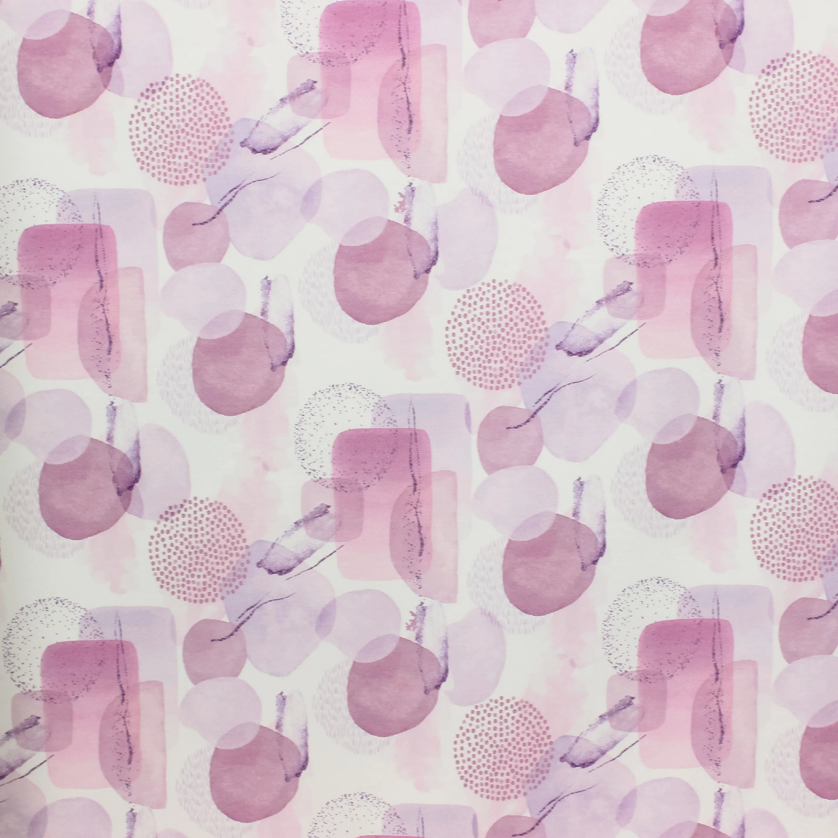 Organische french terry met lila print 'Artistic Lilac'