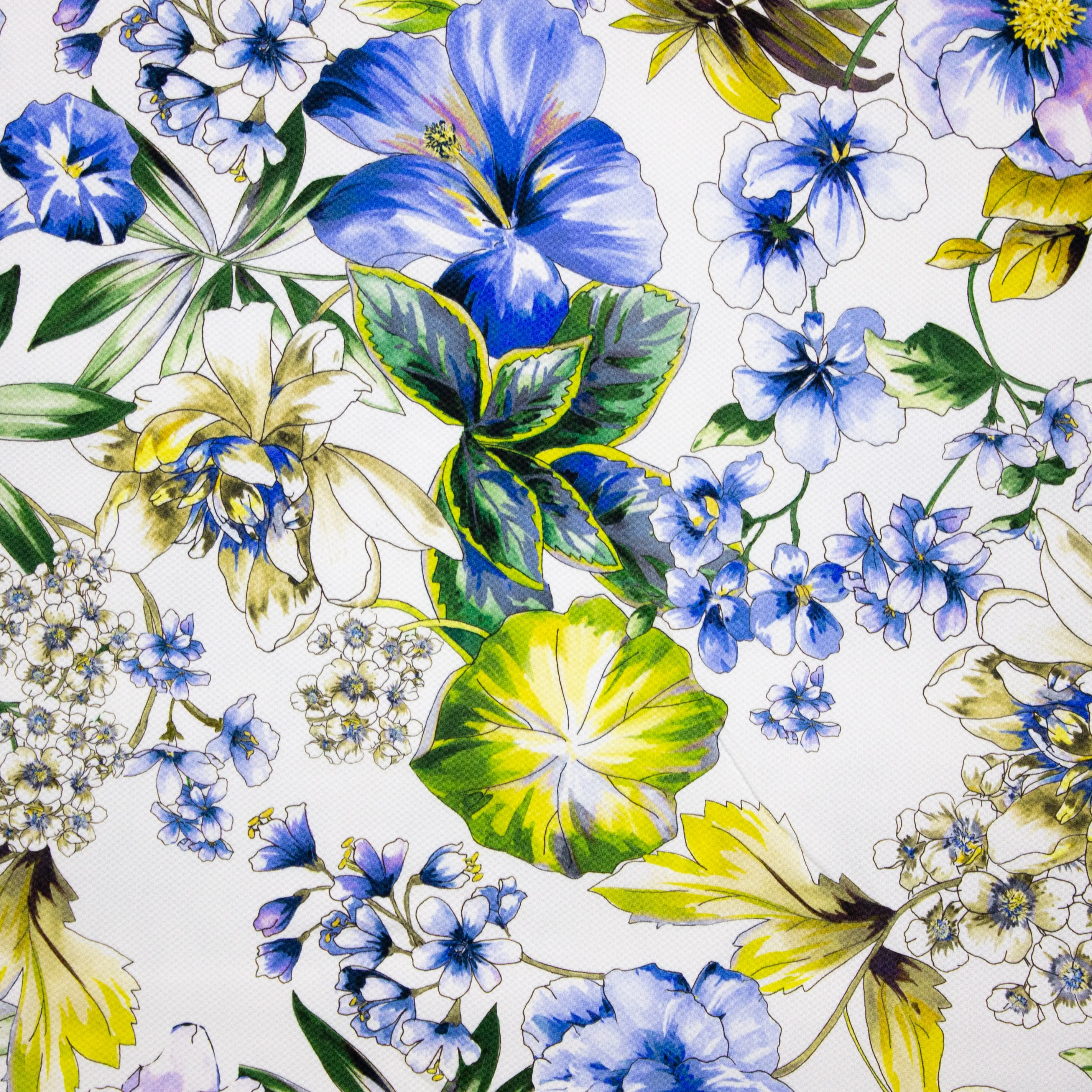 Witte Italiaanse Piqué met Bloemen - Alta Moda