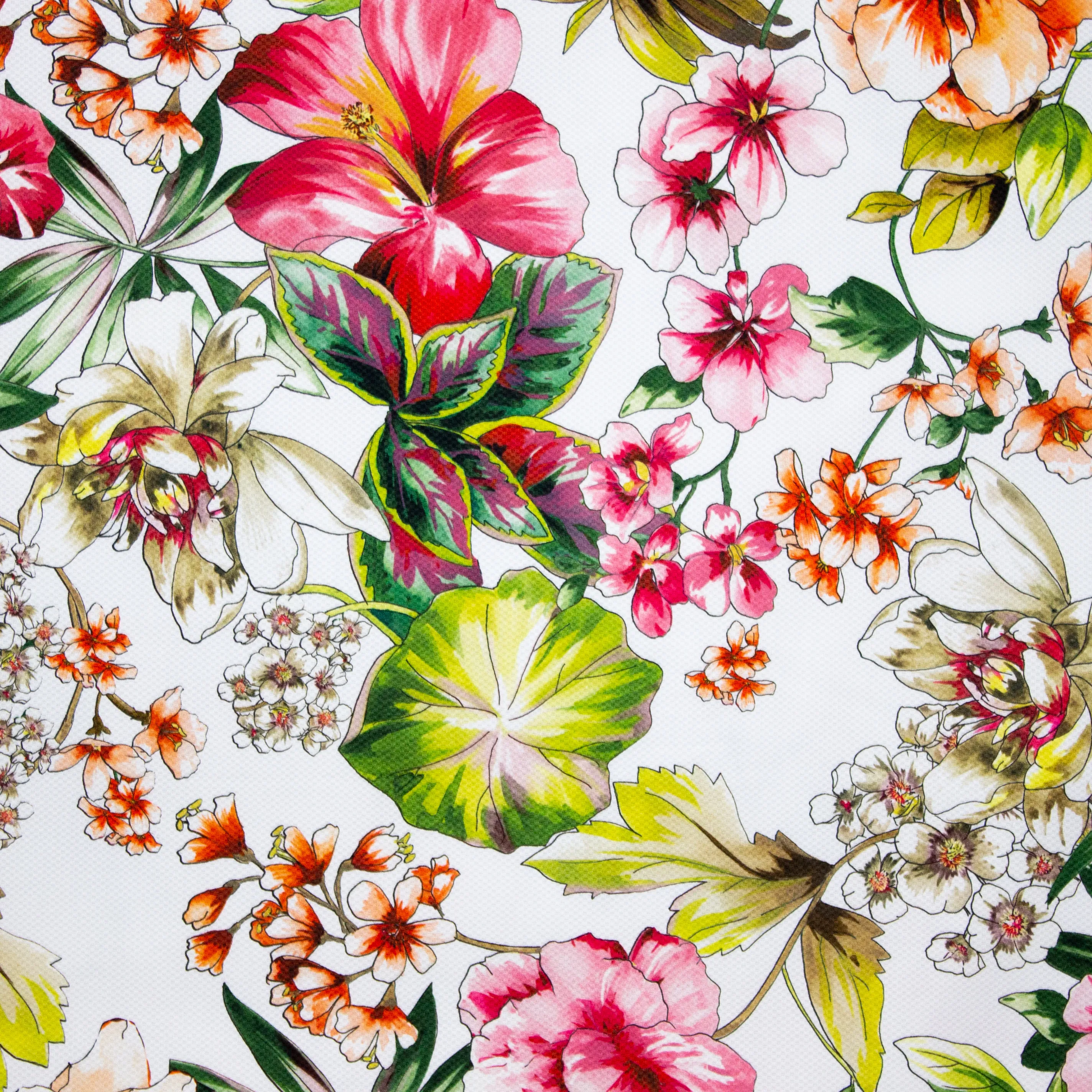 Witte Italiaanse Piqué met Bloemen - Alta Moda