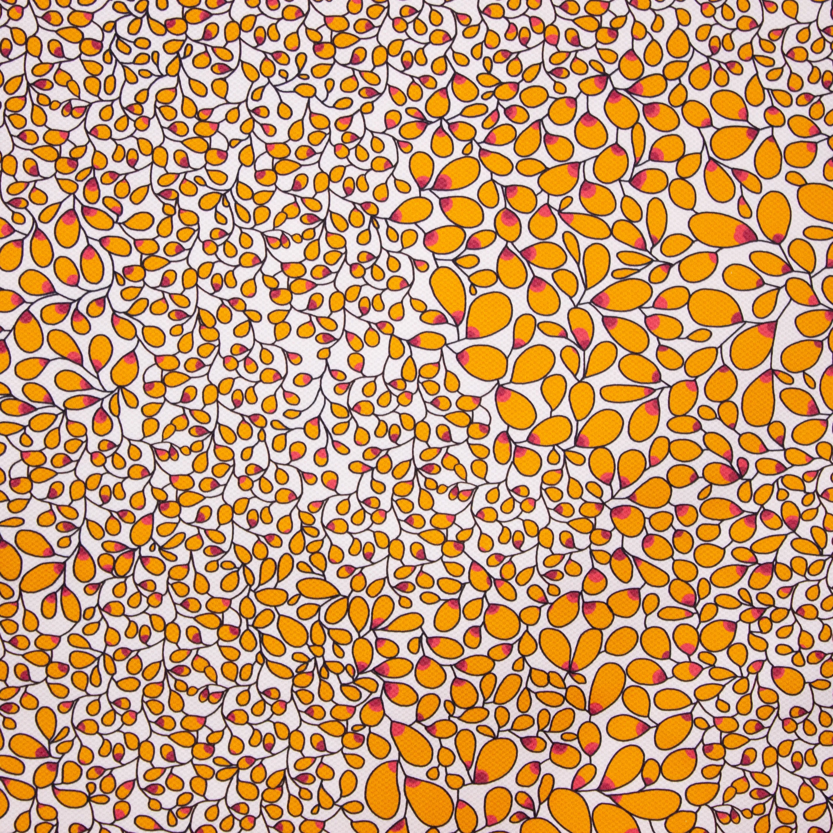 Witte Italiaanse Piqué met Oranje Patroon - Alta Moda