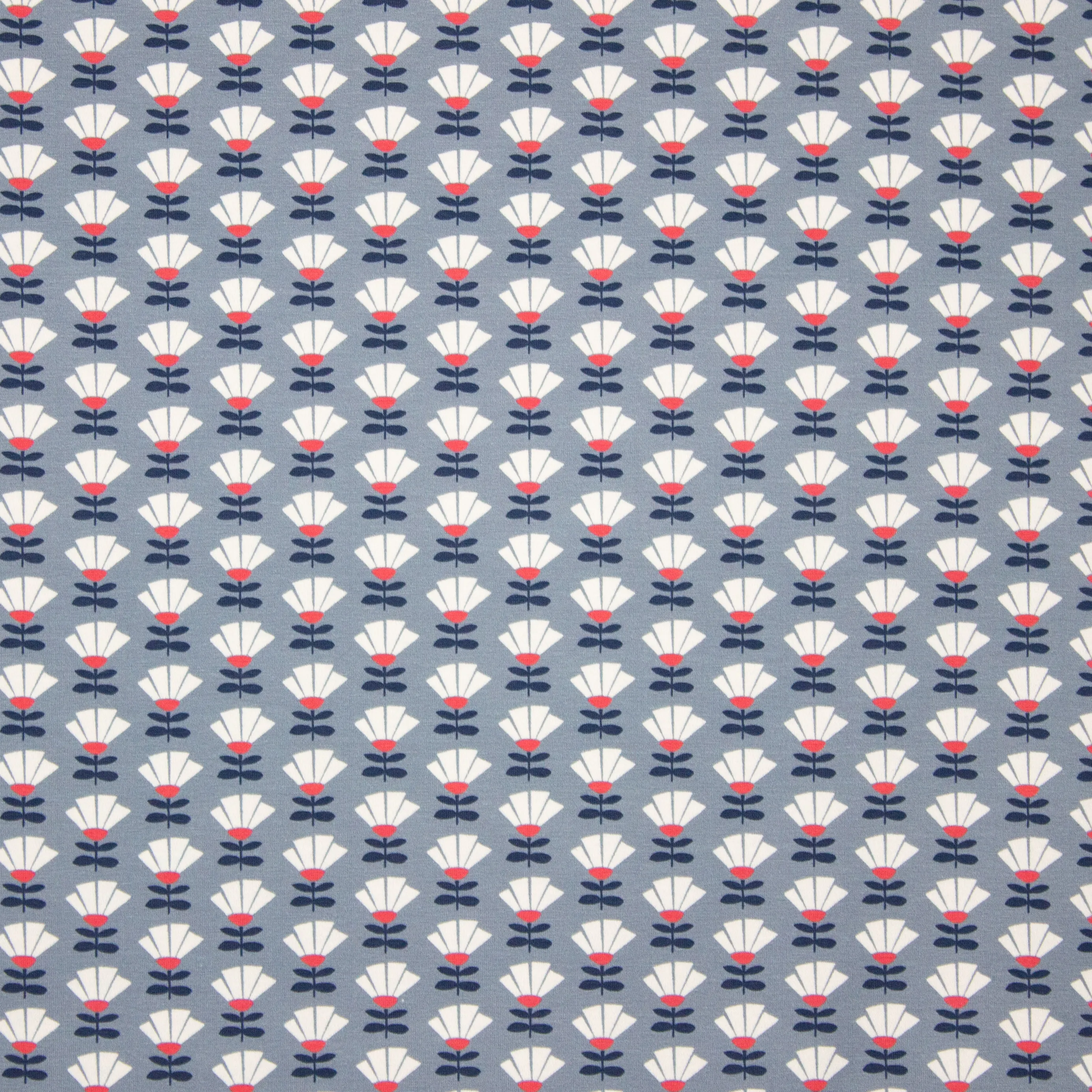 Grijze tricot met retro bloemetjes