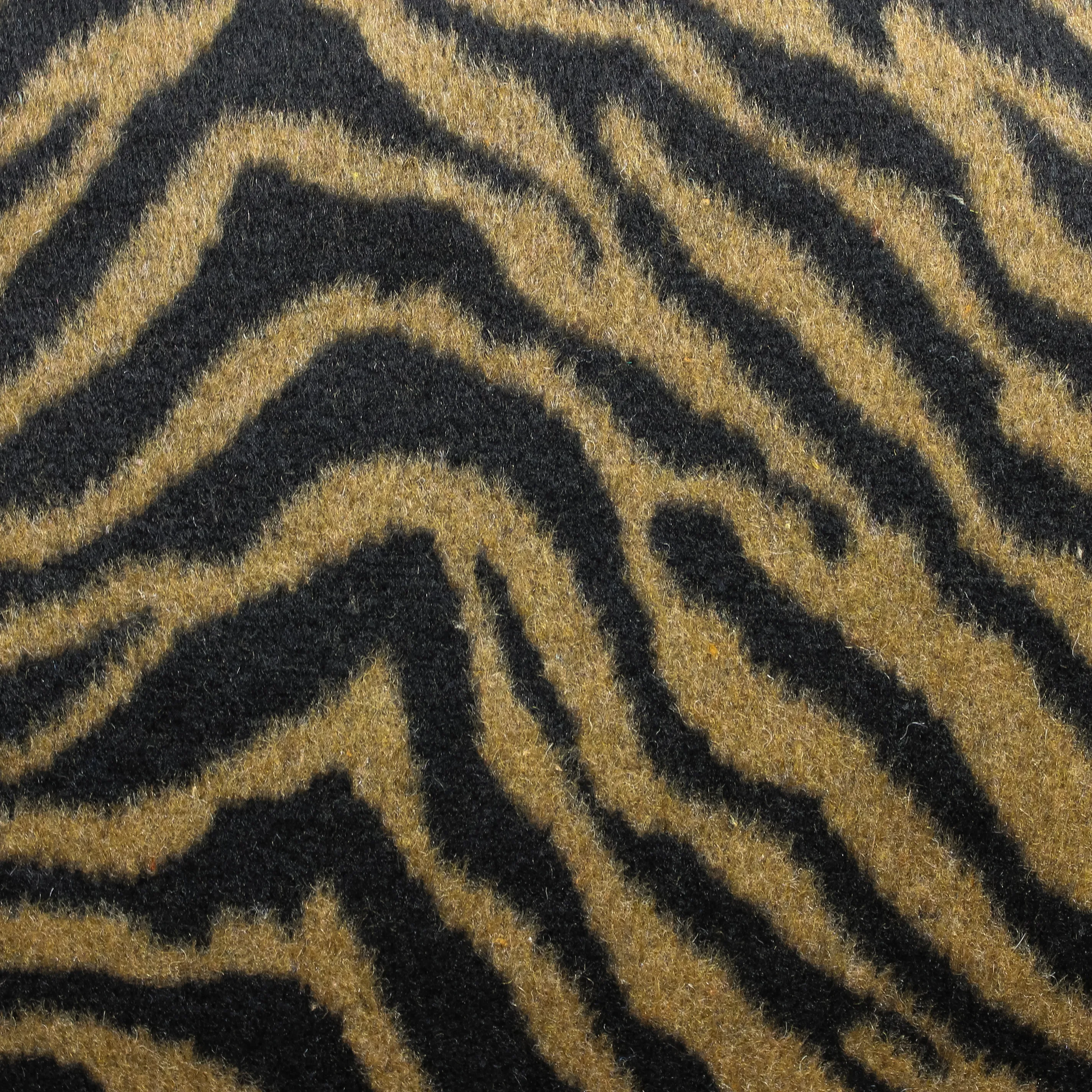 Mantelstof polyester zwart/bruin met tijgerprint - Stitched by You