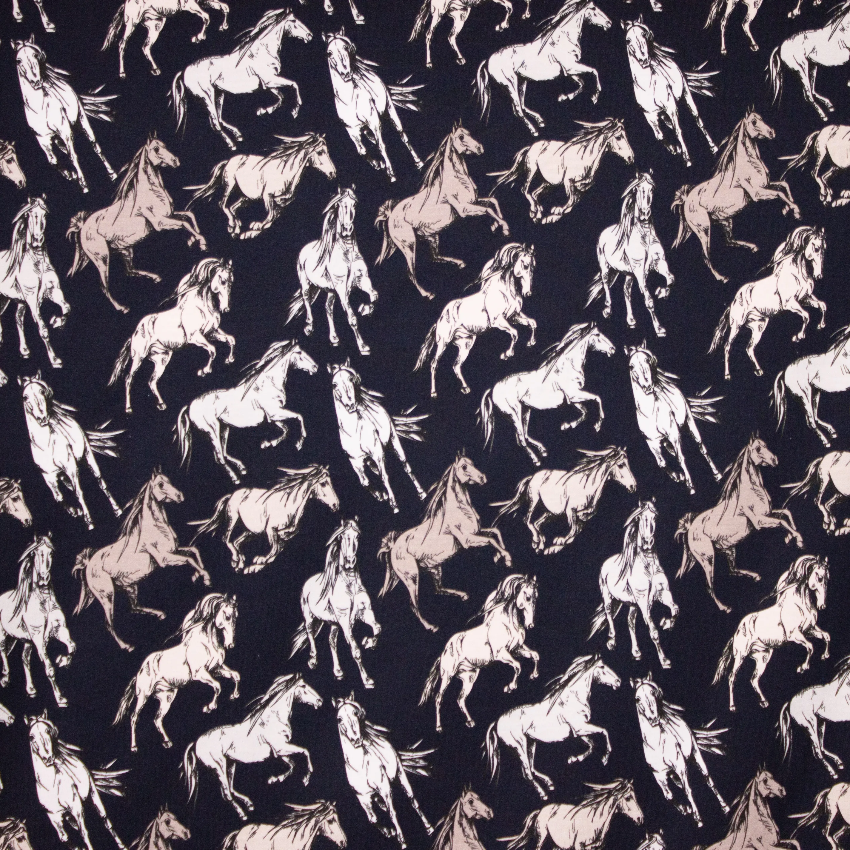 Donkerblauwe tricot met paarden