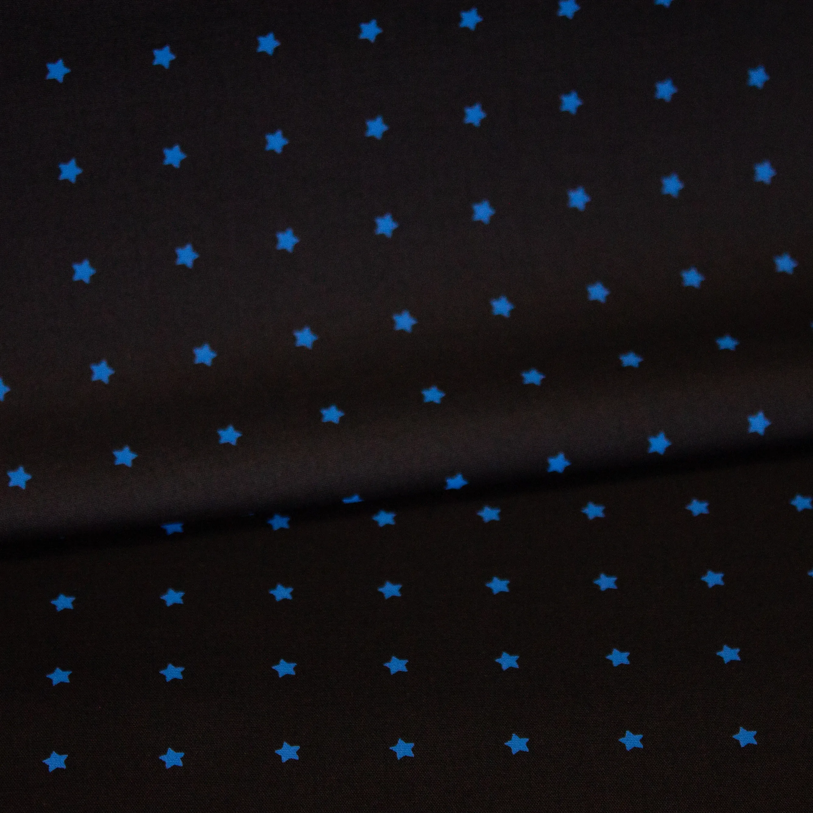 Zwarte Katoen Stretch met Blauwe Sterretjes - Fibre Mood