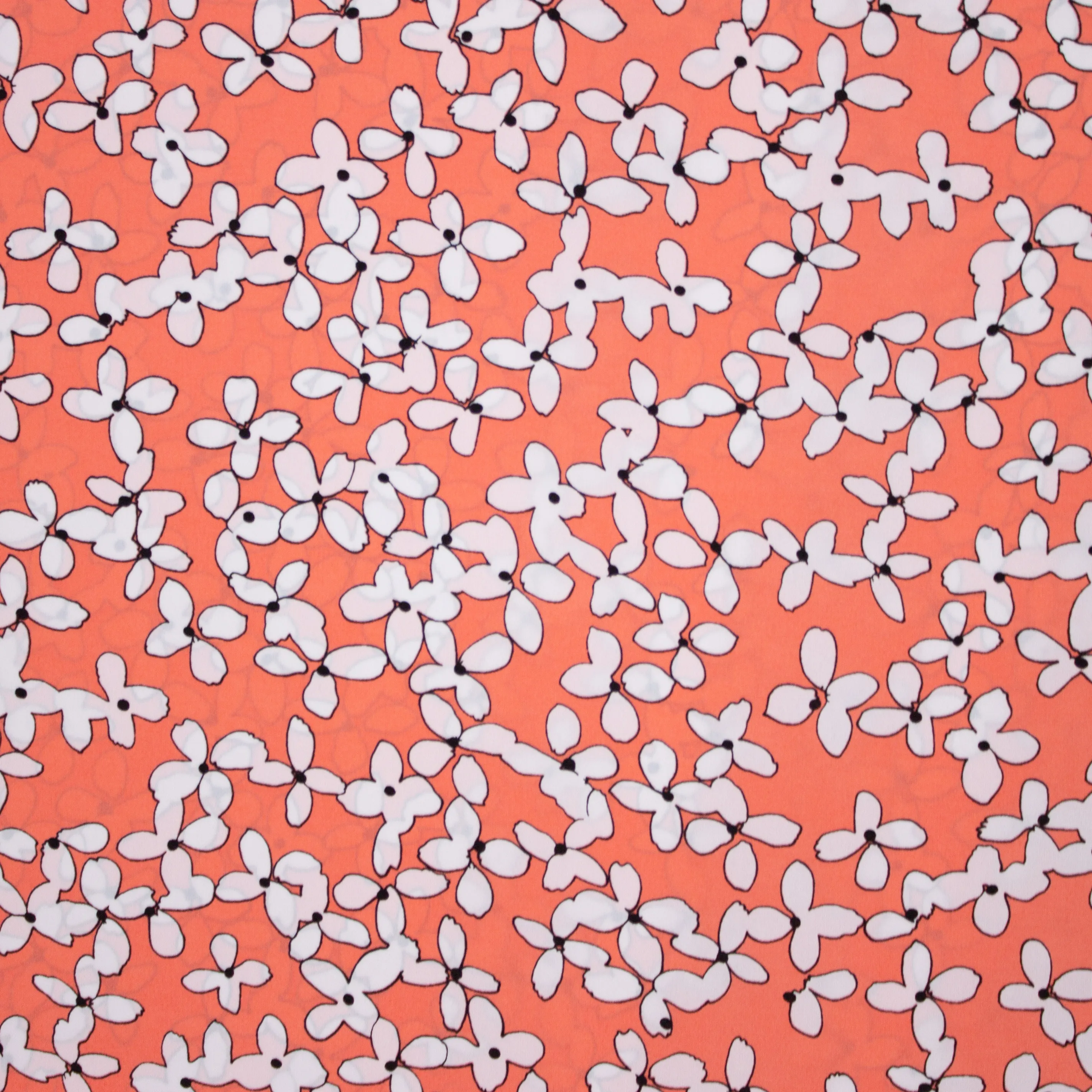 Oranje Polyester met Bloemen