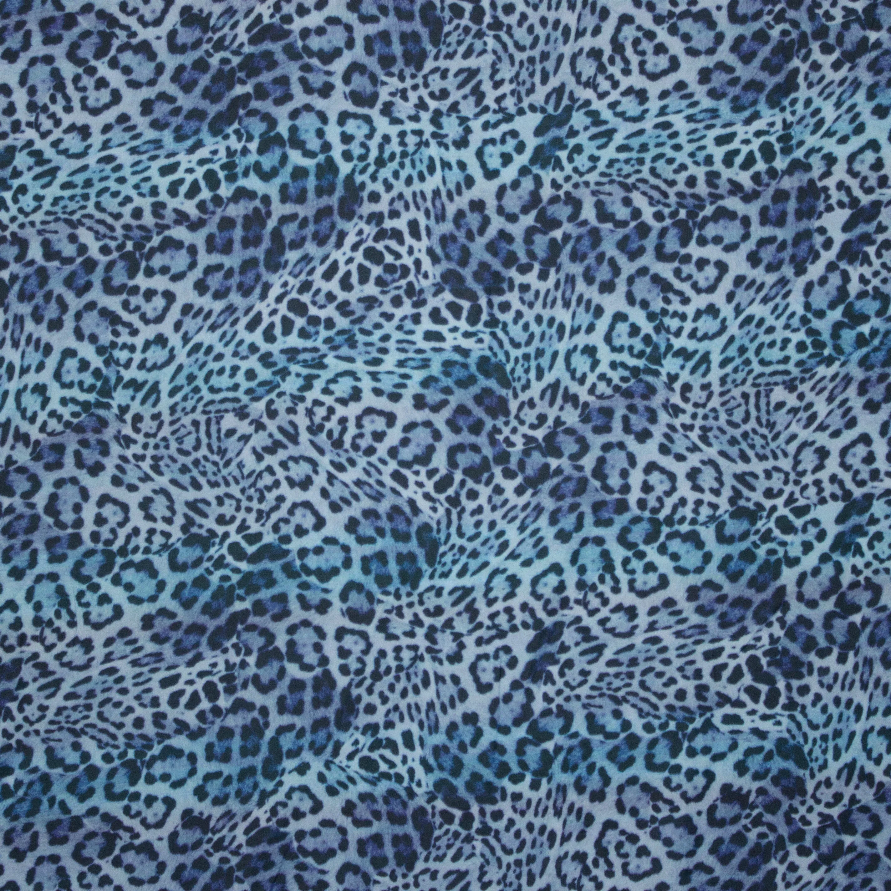 polyester blauw met luipaardpatroon