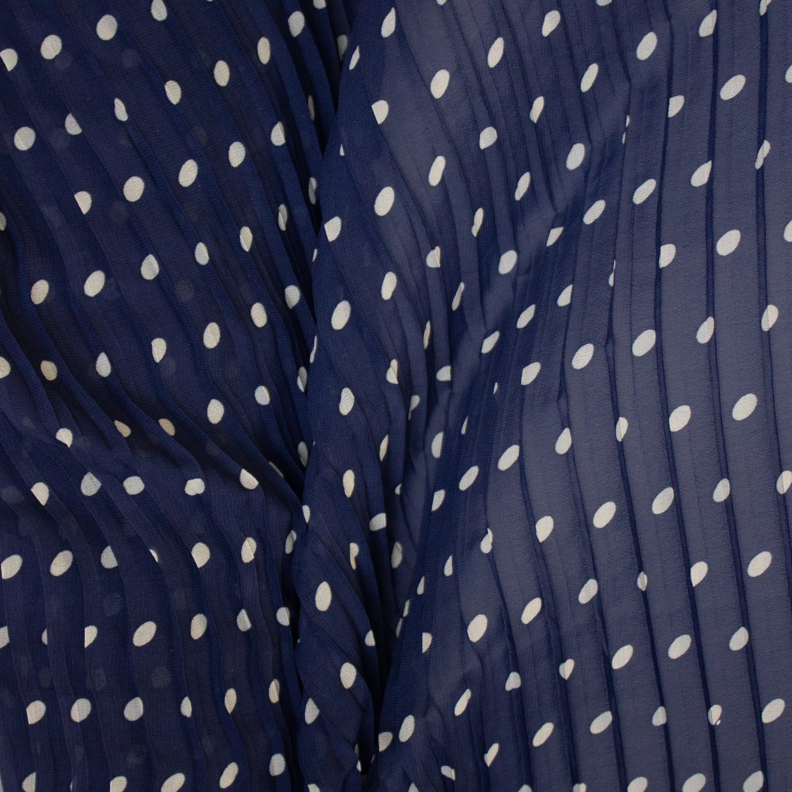 Blauwe Plissé met Witte Stippen - Miss Doodle