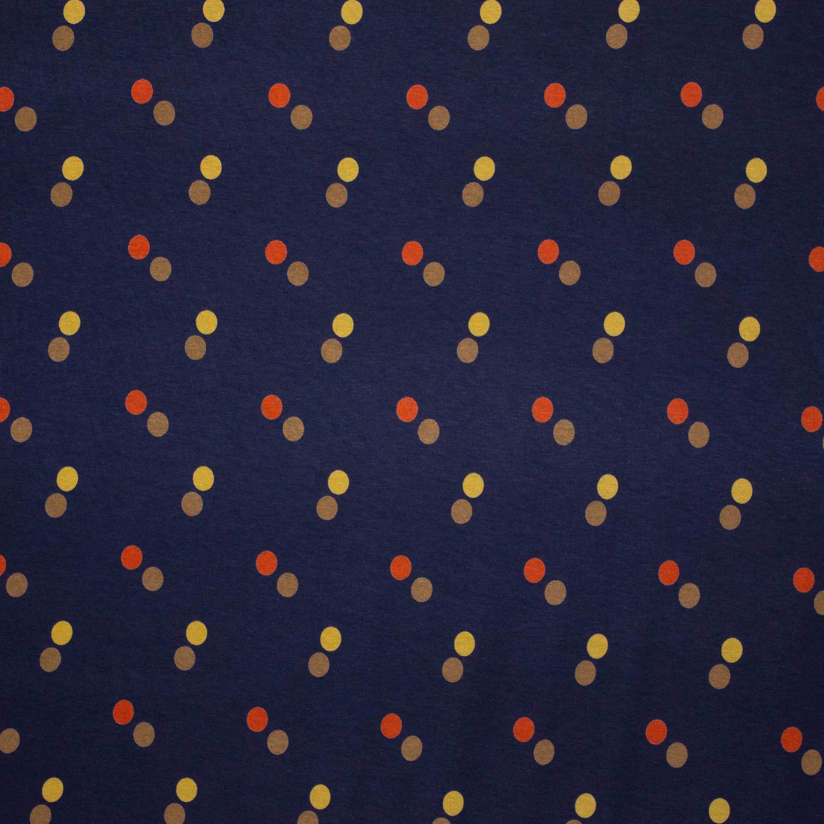 Donkerblauwe Tricot met Gekleurde Bolletjes