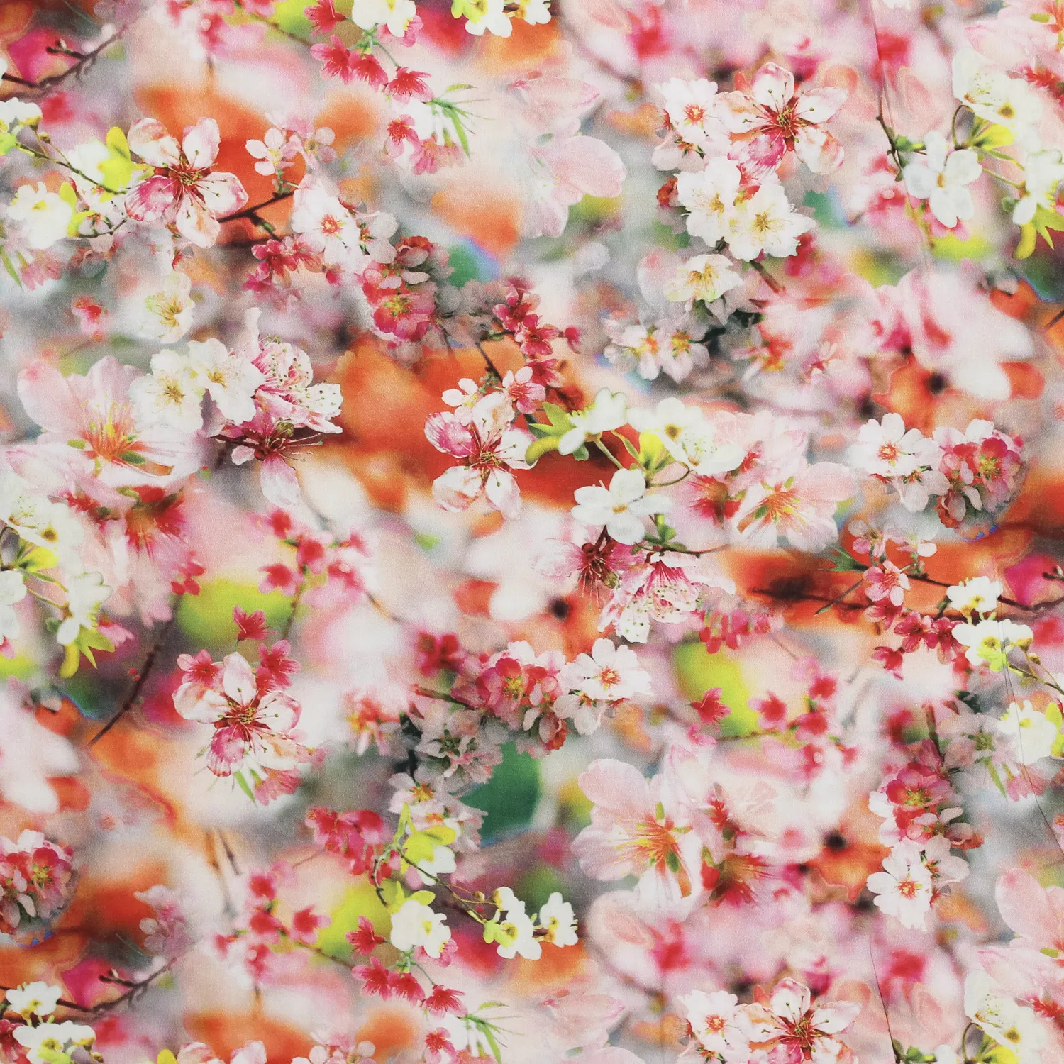 Viscose met roze digitale bloemenprint