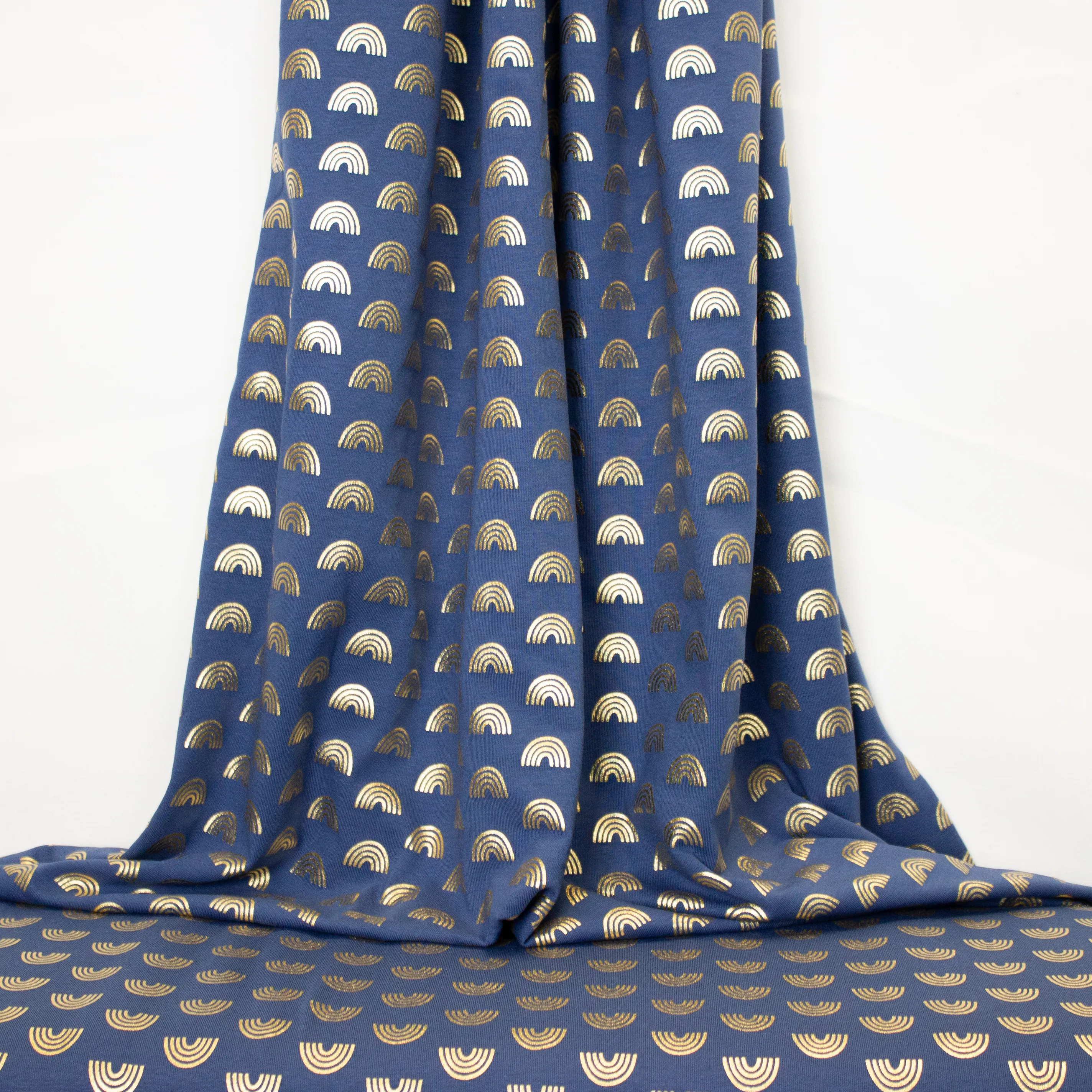 Blauwe Tricot met Gouden Regenbogen