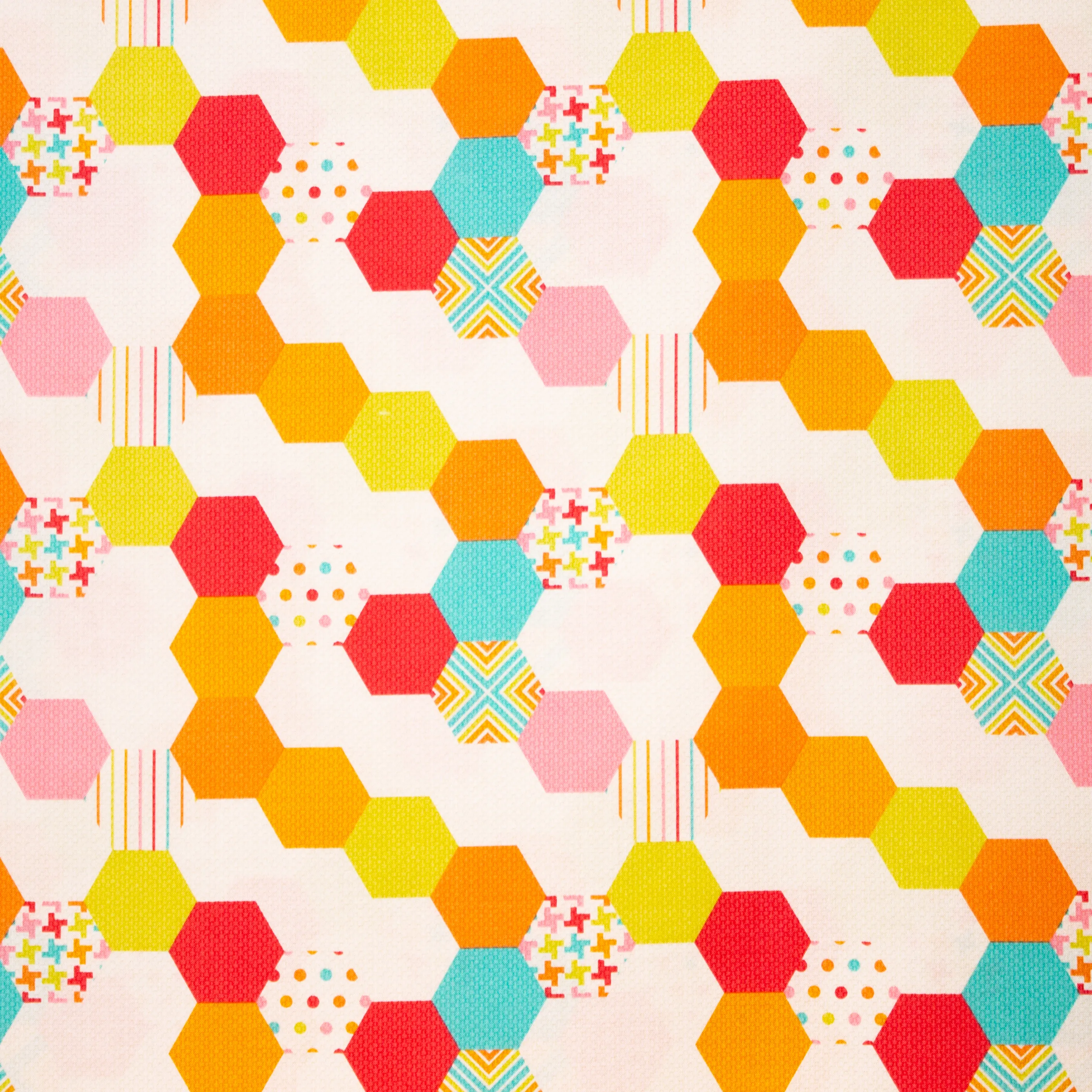Witte Gespikkelde Katoen met Hexagon Patroon