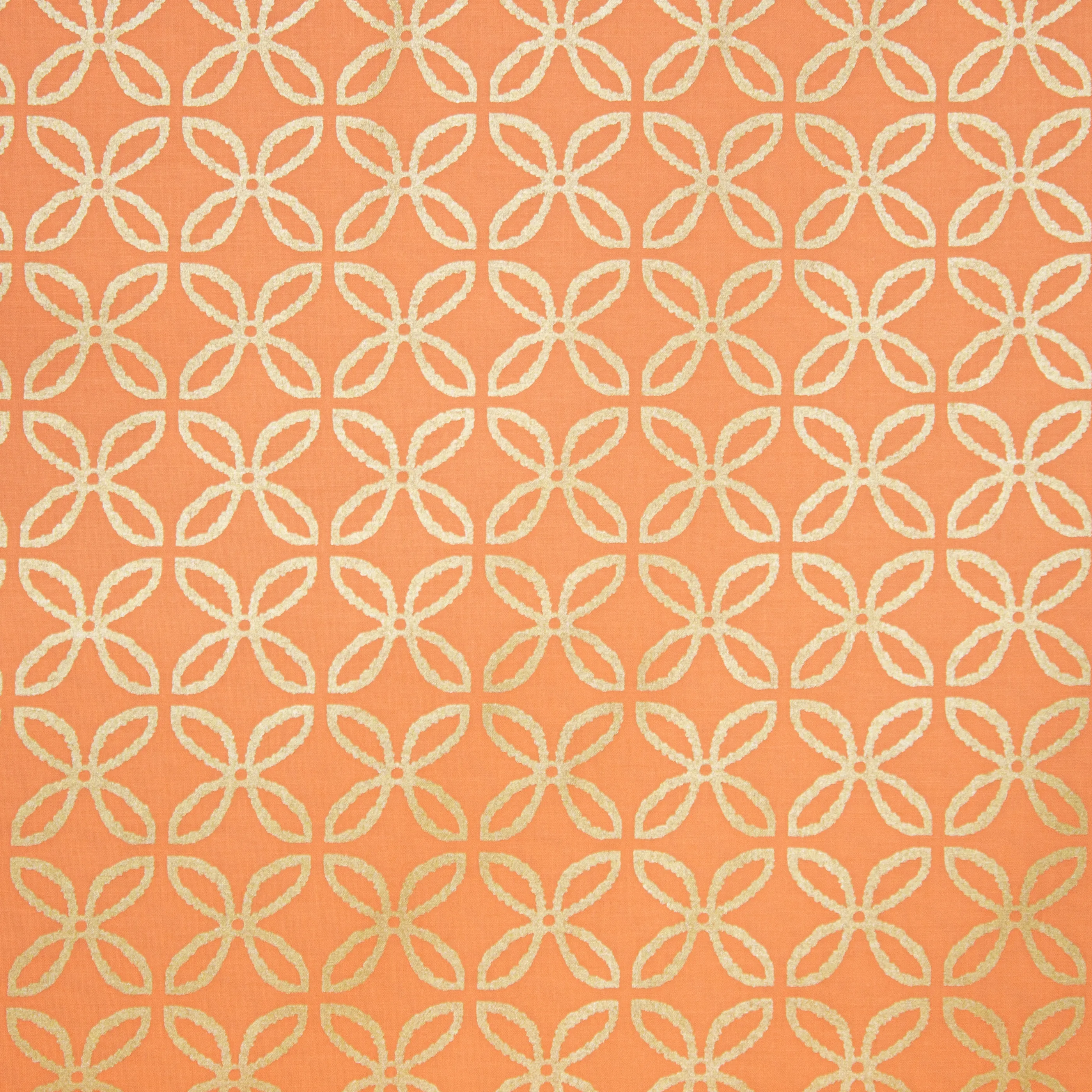 Oranje Katoen met Gouden Bloemen