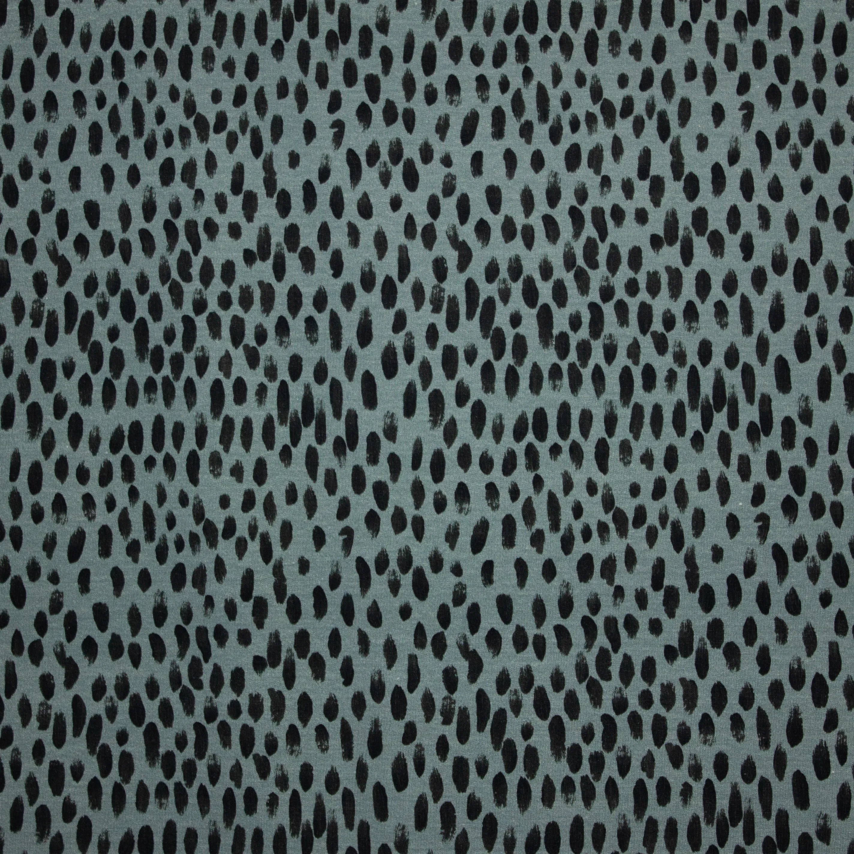Blauwgrijze French Terry met Zwarte Brushstrokes