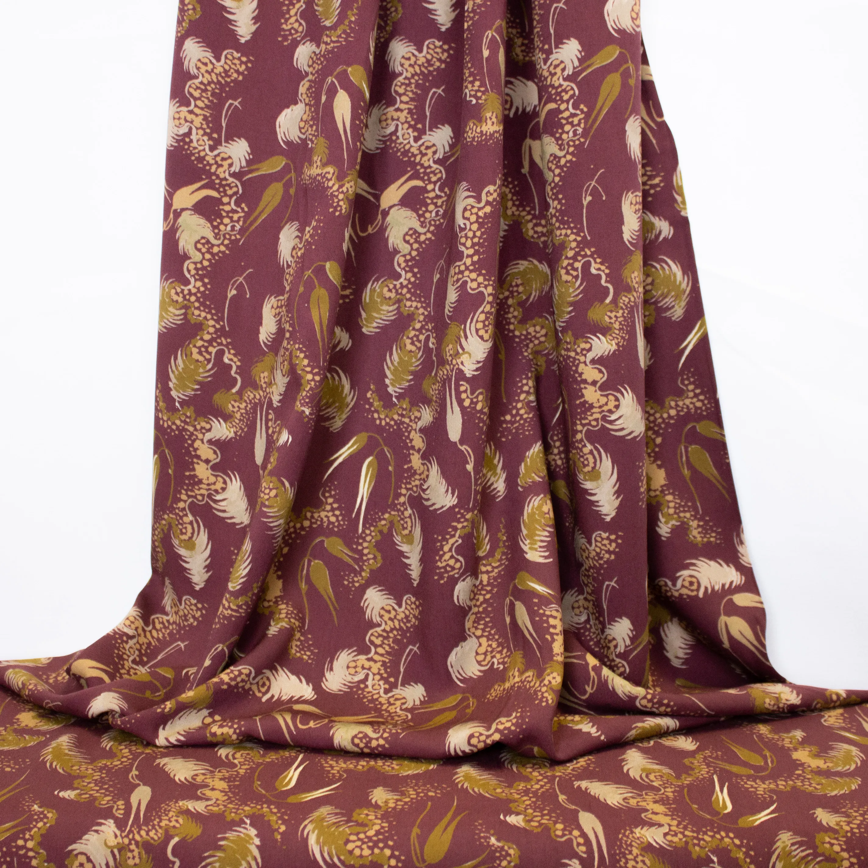 Bordeaux Viscose met Goudkleurig Patroon - La Maison Victor