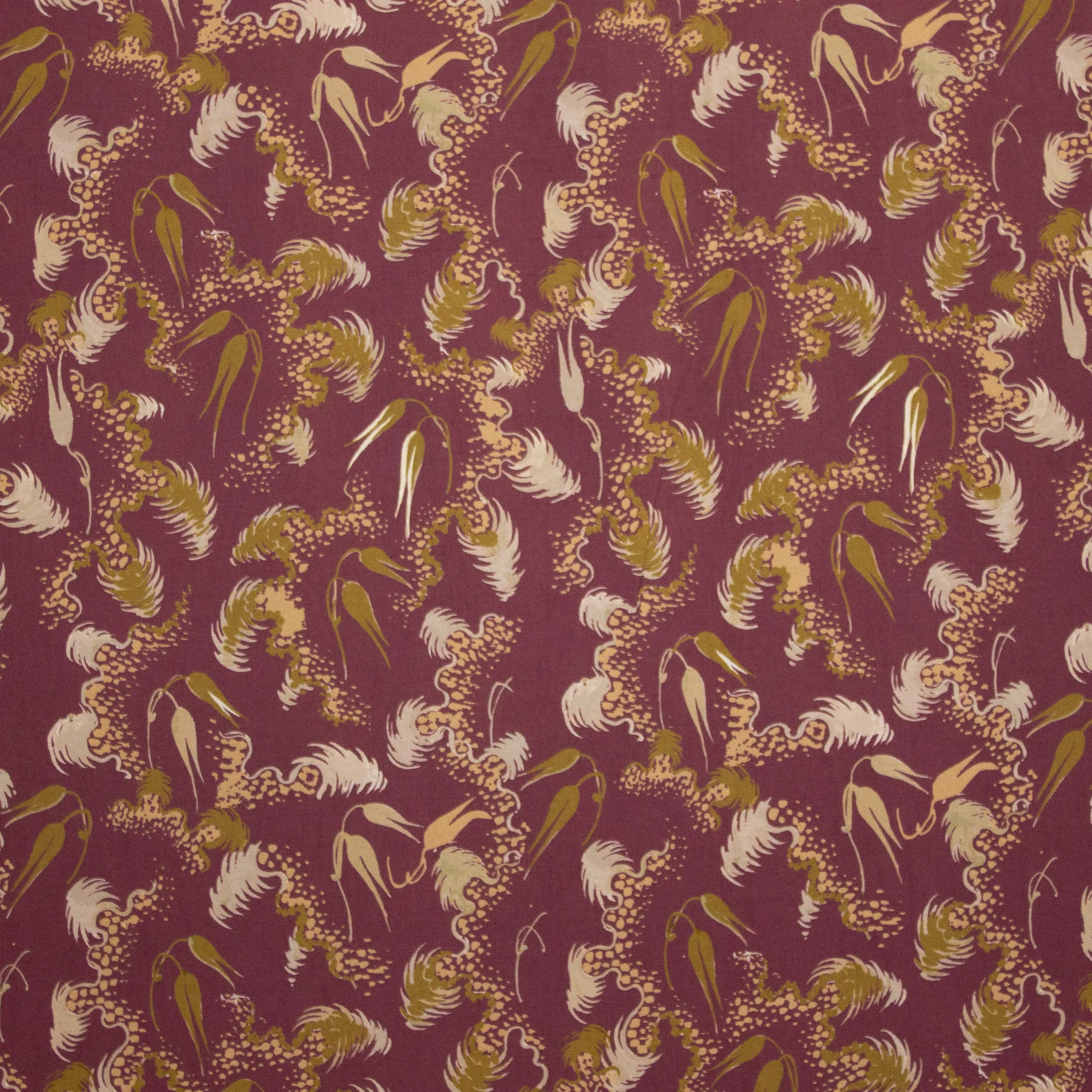 Bordeaux Viscose met Goudkleurig Patroon - La Maison Victor