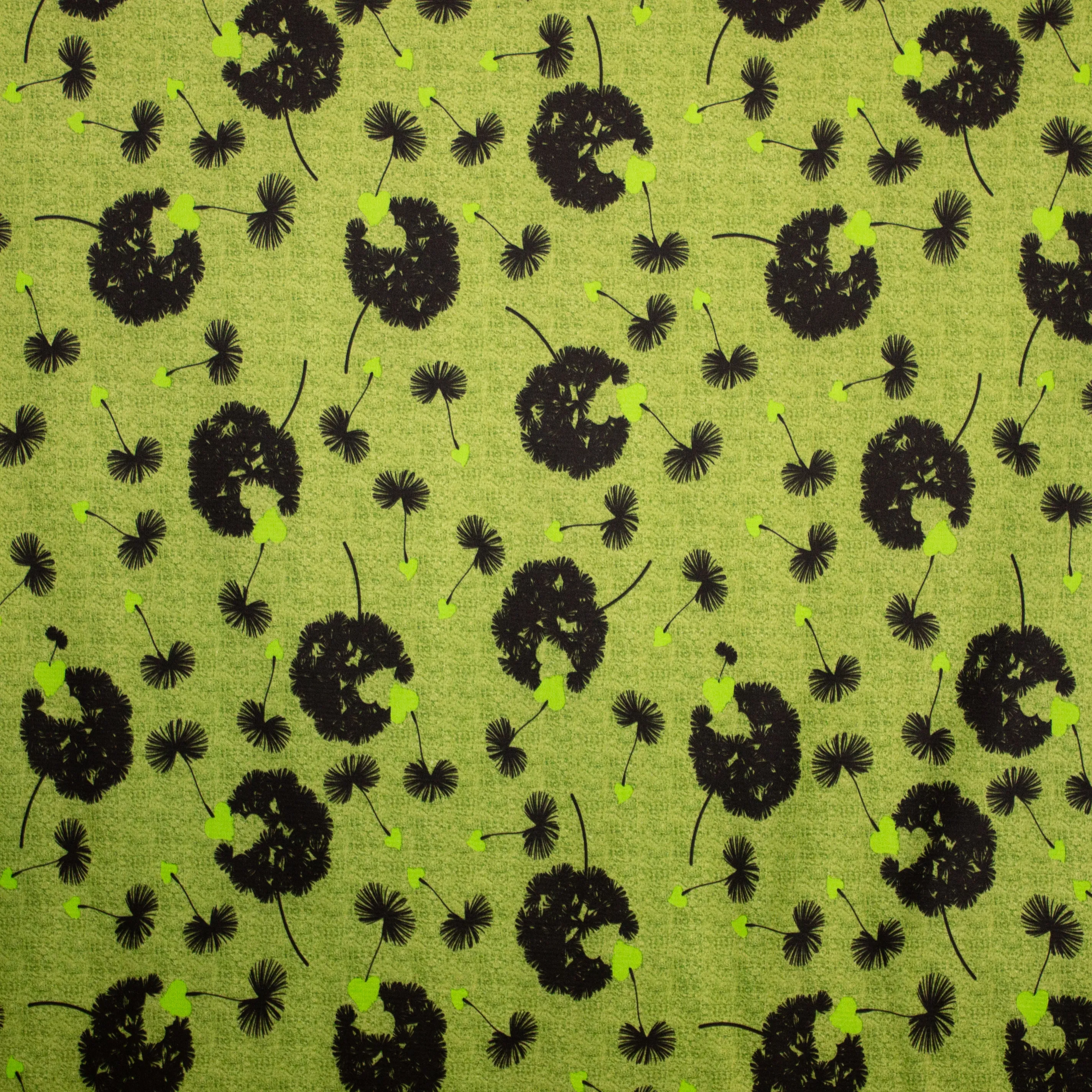 Groene Sweaterstof met Bloemen en Zachte Achterkant