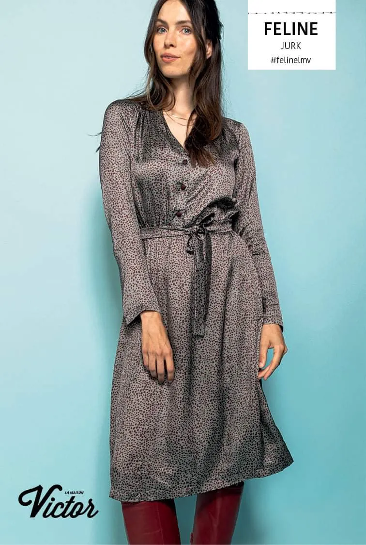 Donkerbruine viscose rayon met beige vlekjes - La Maison Victor
