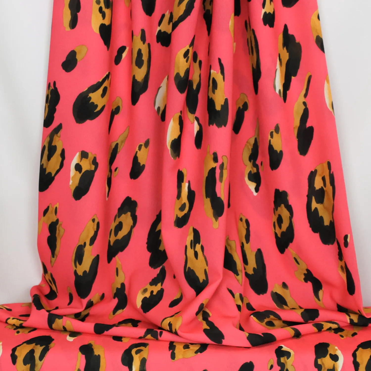 Polyester crêpe roos met dieren print