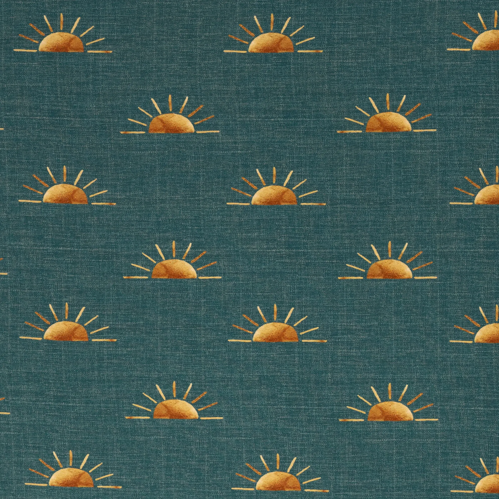 Turquoise gemêleerde katoen tricot met zonnen