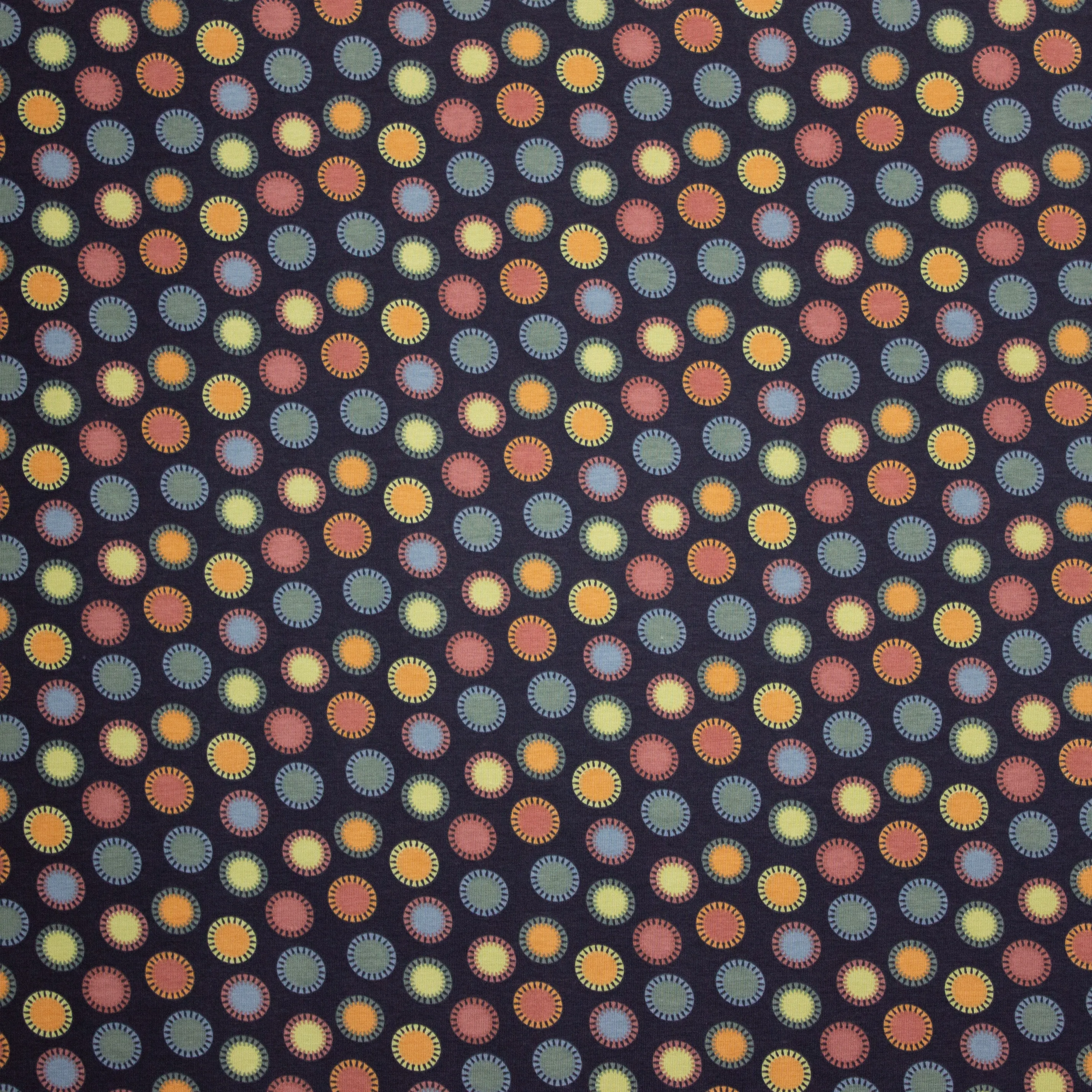 Organische katoen tricot fantasy circles navy