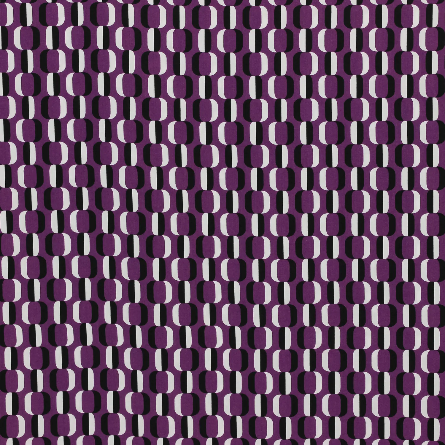 Viscose aubergine met abstract cirkelvormig motief