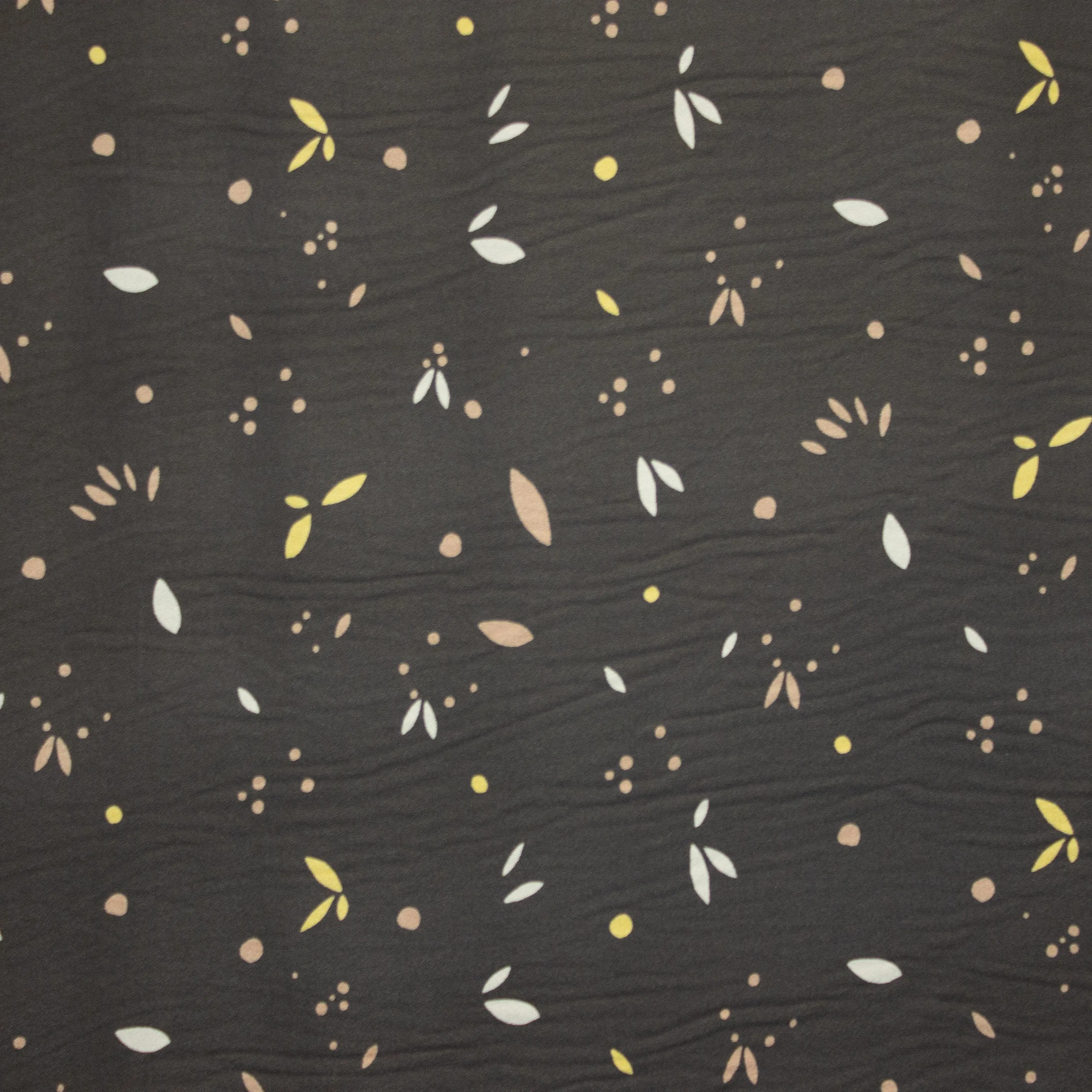 Grijze ecovero viscose met spatten en blaadjes - Mind The Maker