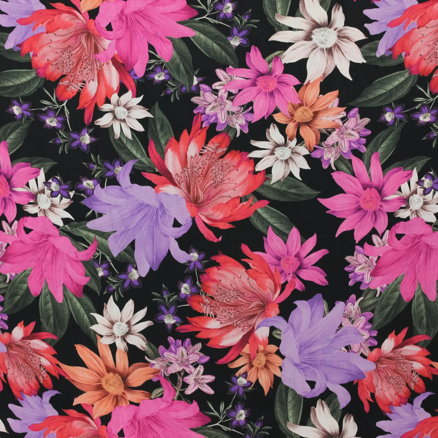 Viscose zwart met bloemen