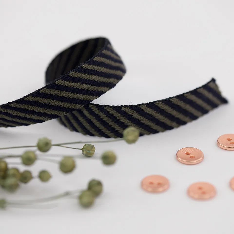 Band - Webbing Cotton Diagonal Dark Blue en Khaki - See you at six