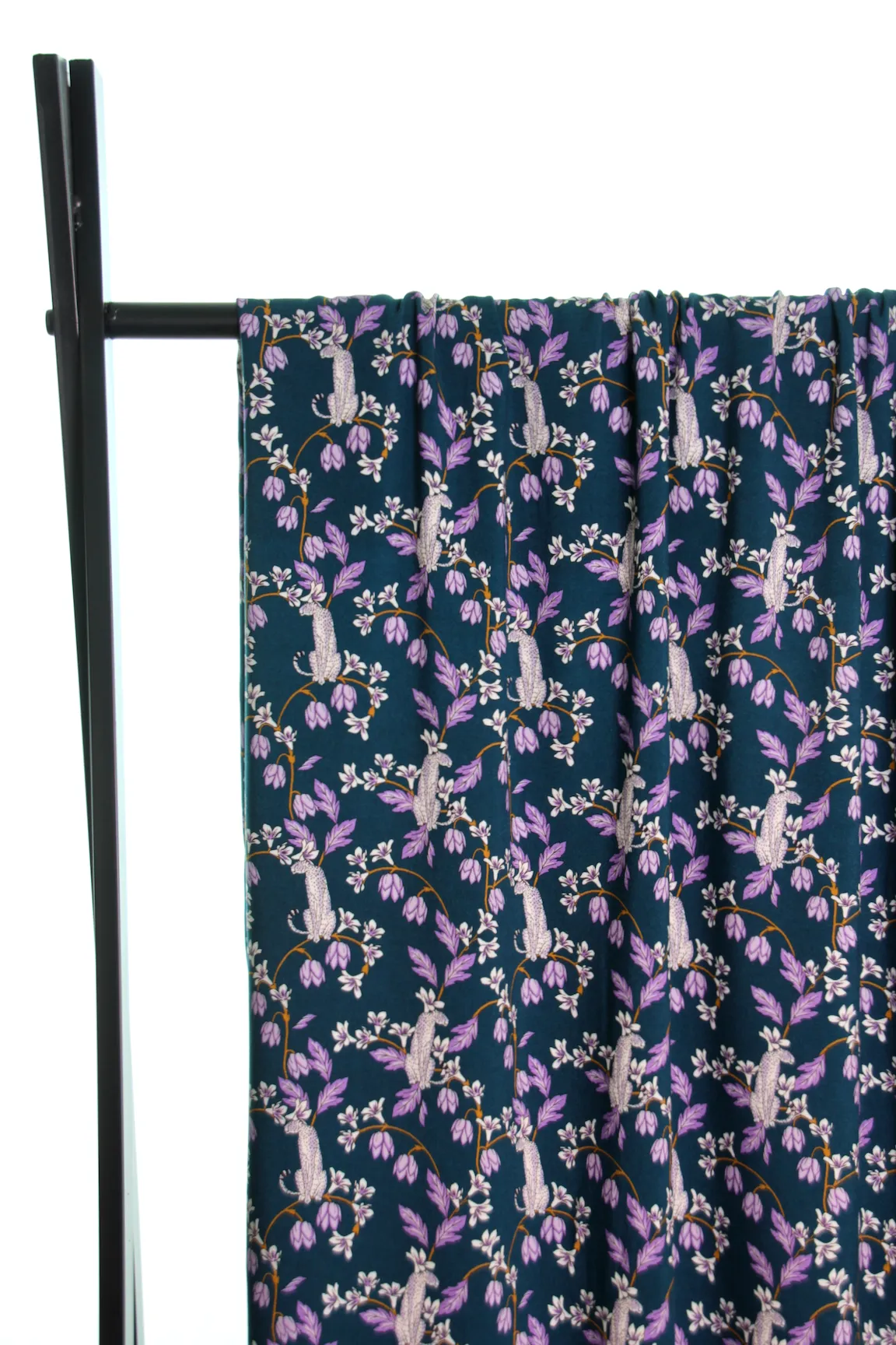 Petrolkleurige viscose met poema's - Atelier Jupe