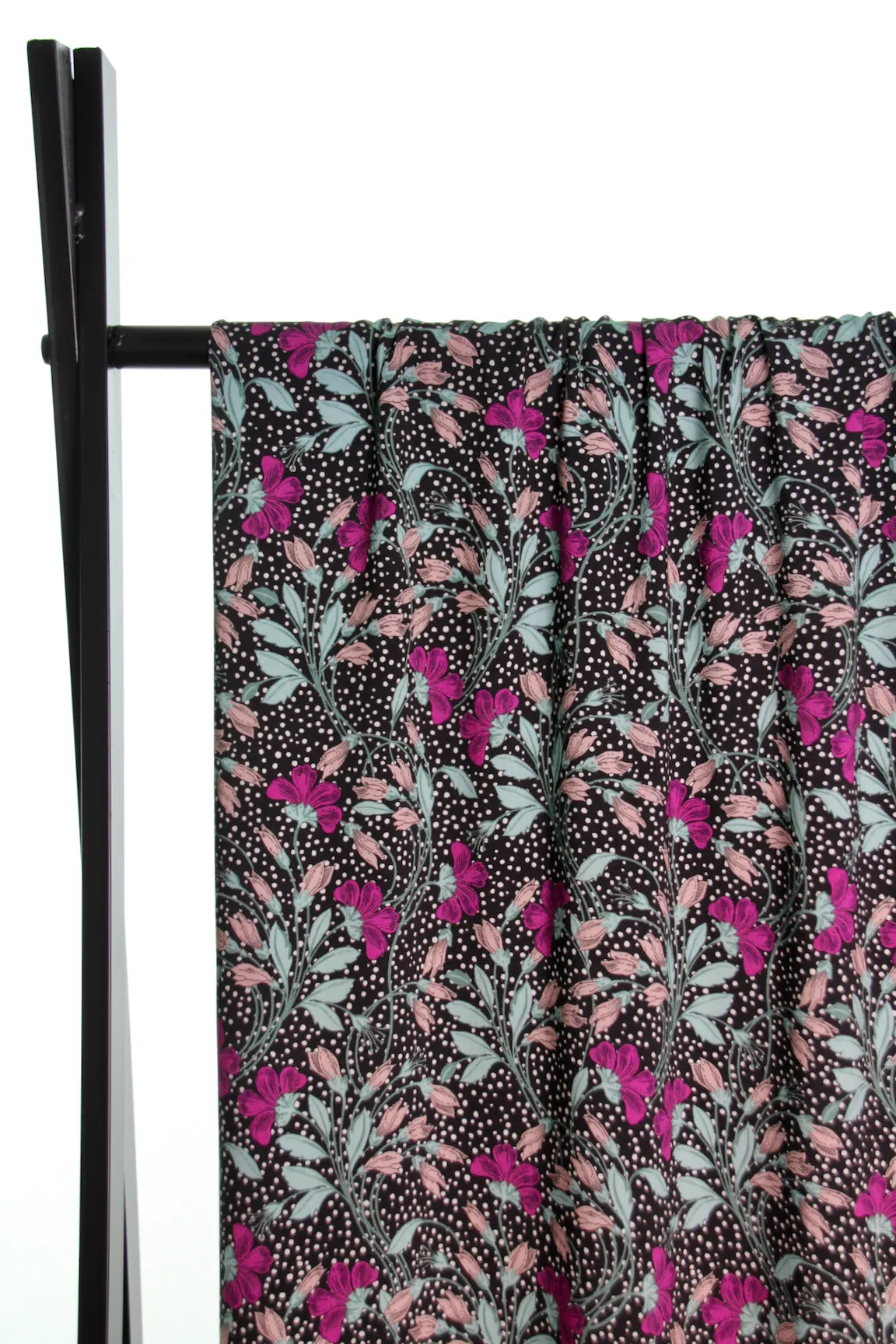 Gestipte viscose met bloemen in roze en blauwe tinten - Atelier Jupe