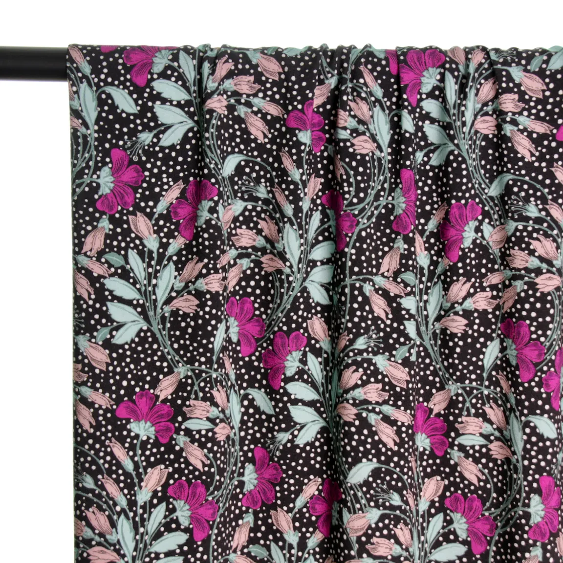Gestipte viscose met bloemen in roze en blauwe tinten - Atelier Jupe