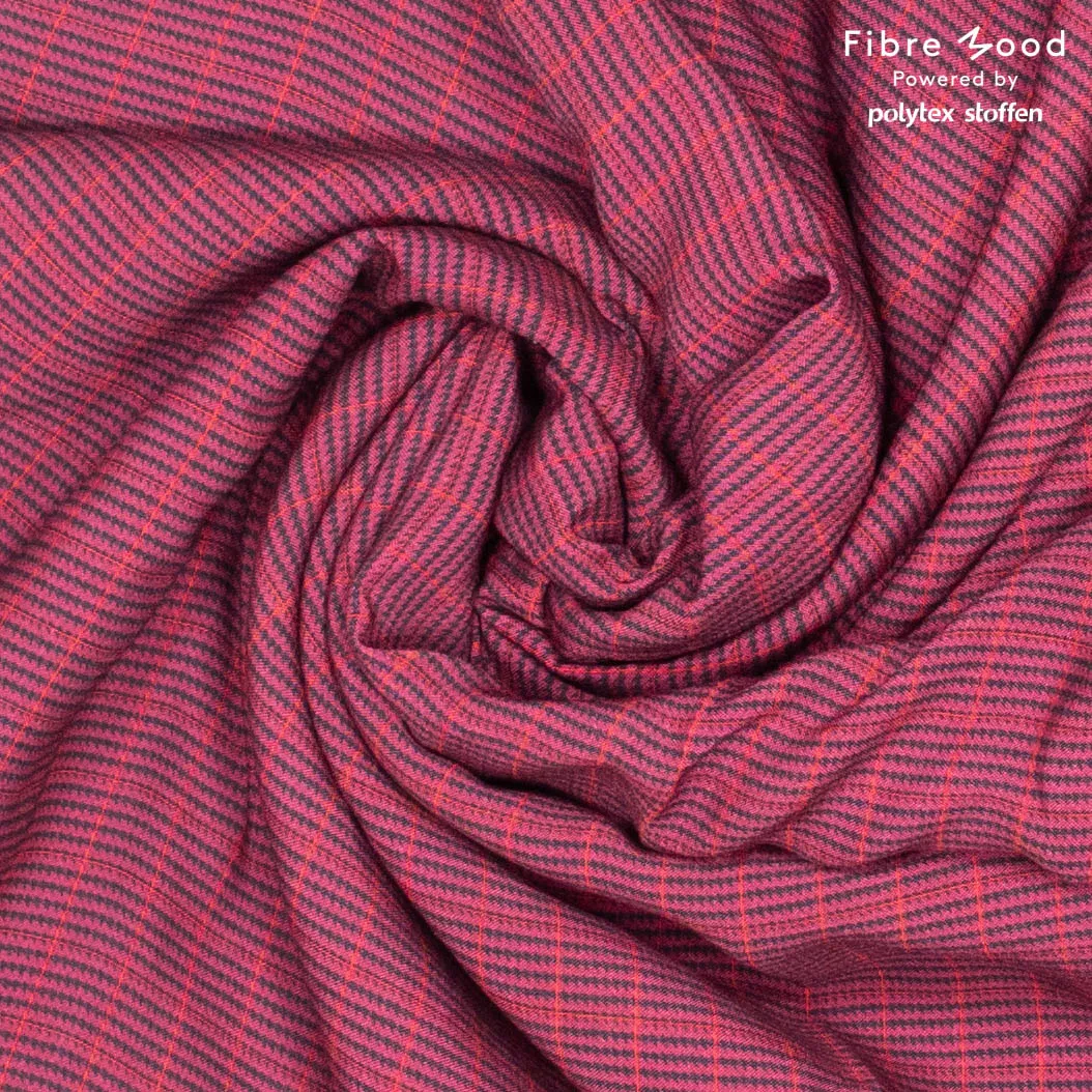 Rode viscose crêpe met vierkantjes - Fibre Mood