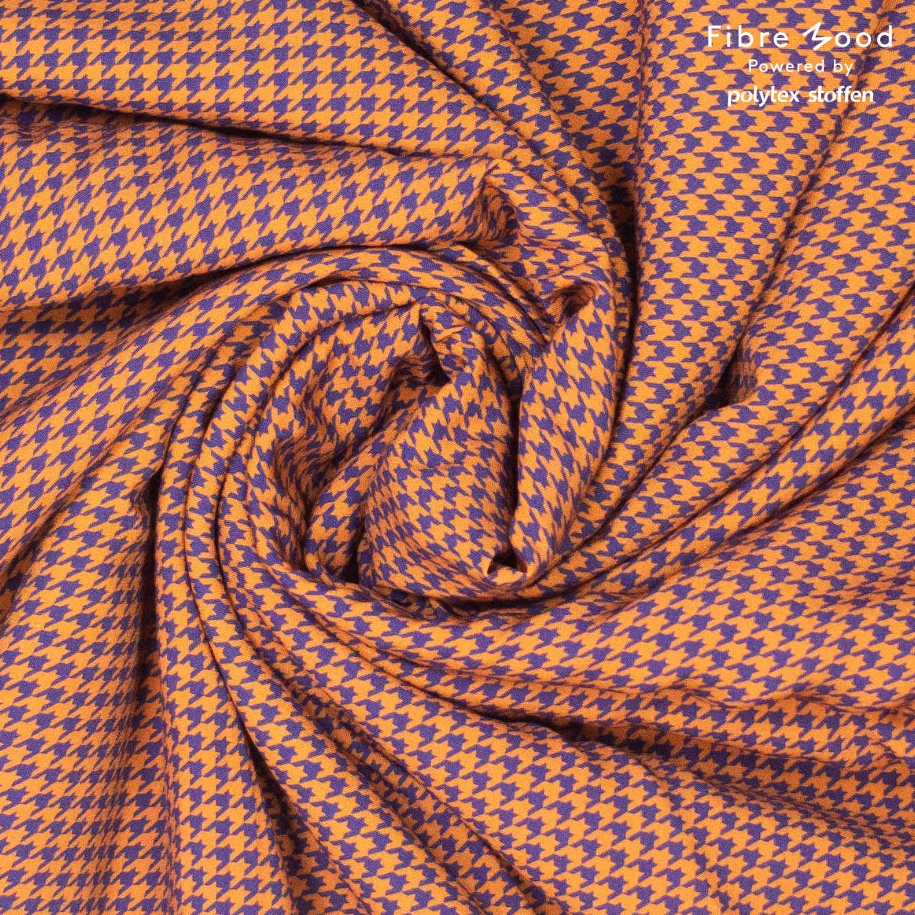 Bruine viscose met pied-de-poule motief - Fibre Mood
