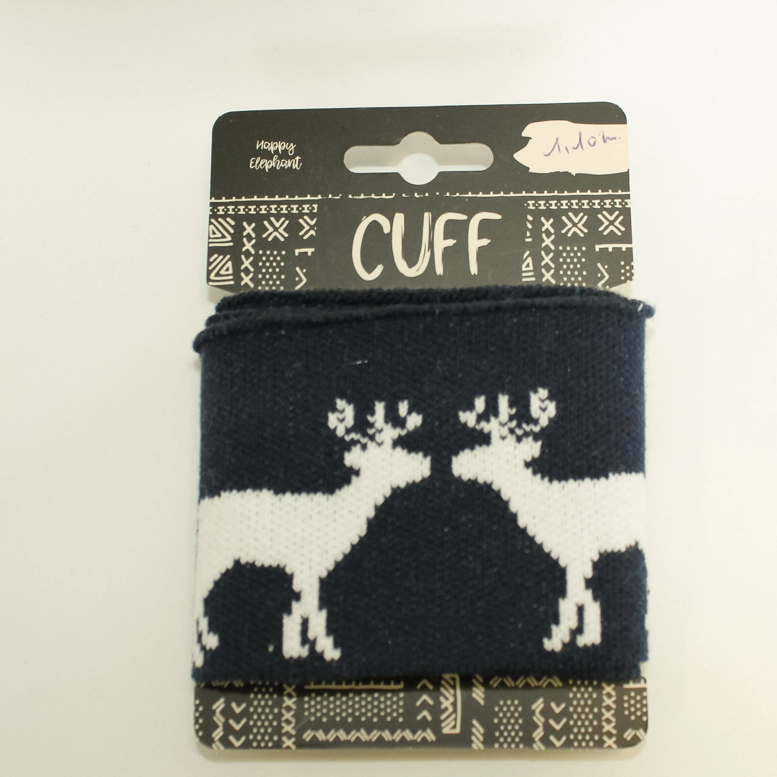 Donkerblauwe cuff (boordstof) met rendieren
