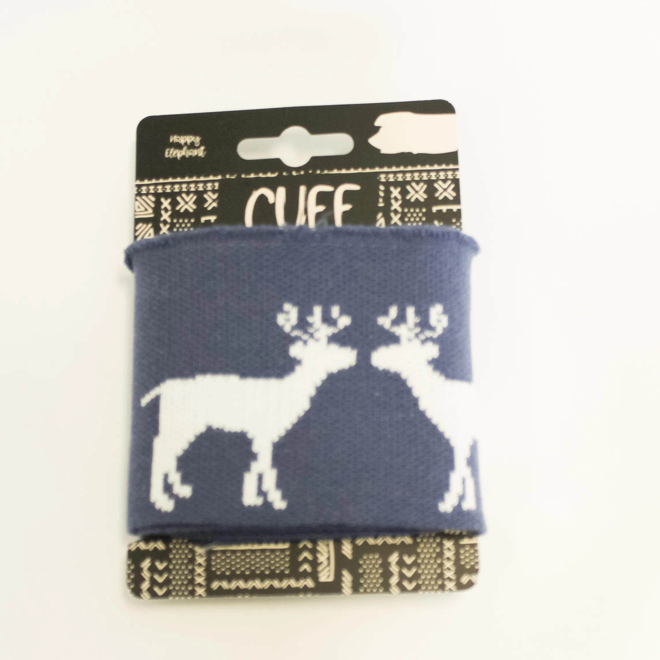 Blauwe cuff (boordstof) met rendieren