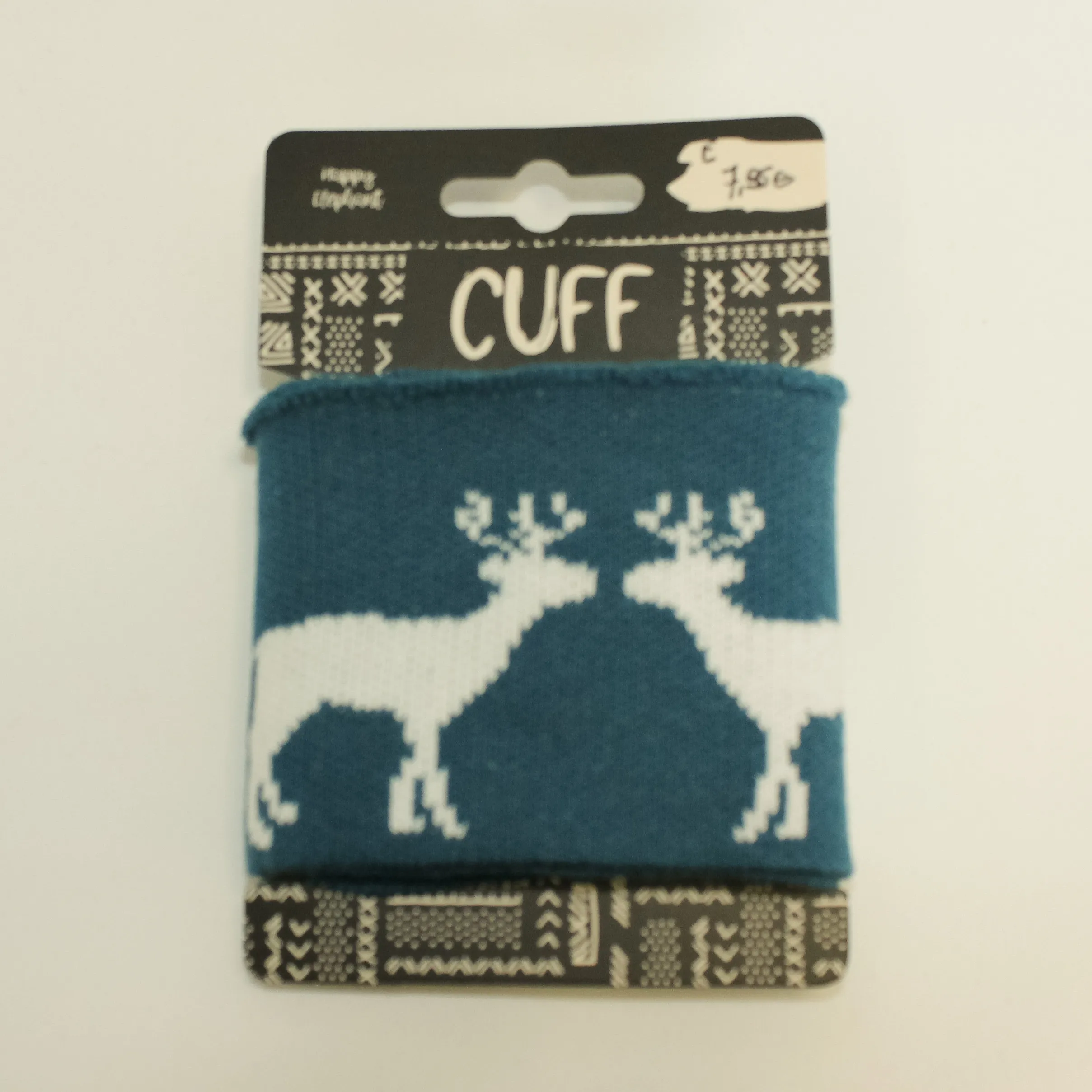 Blauwe cuff (boordstof) met rendieren