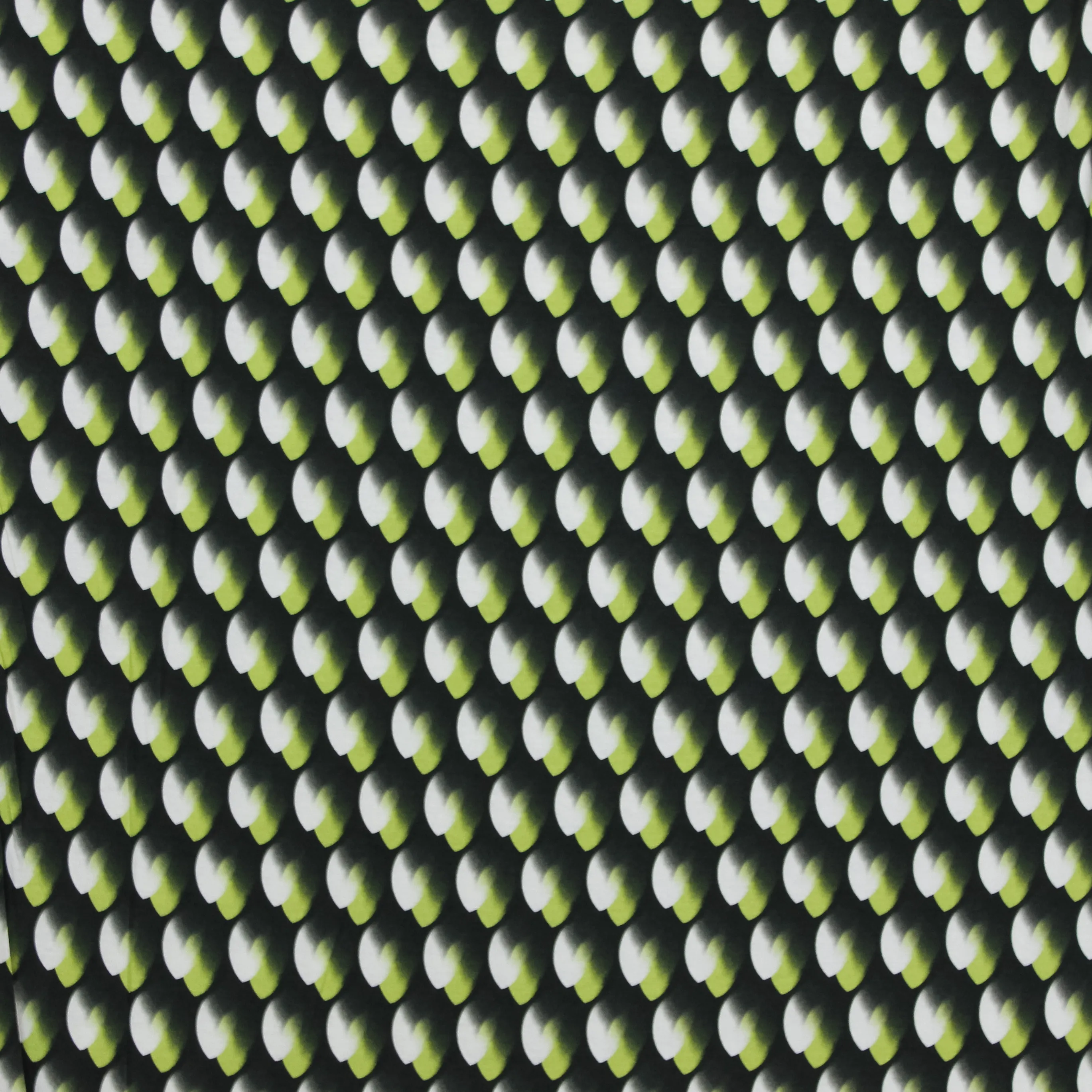 Zwarte Italiaanse viscose tricot met groen en wit motief