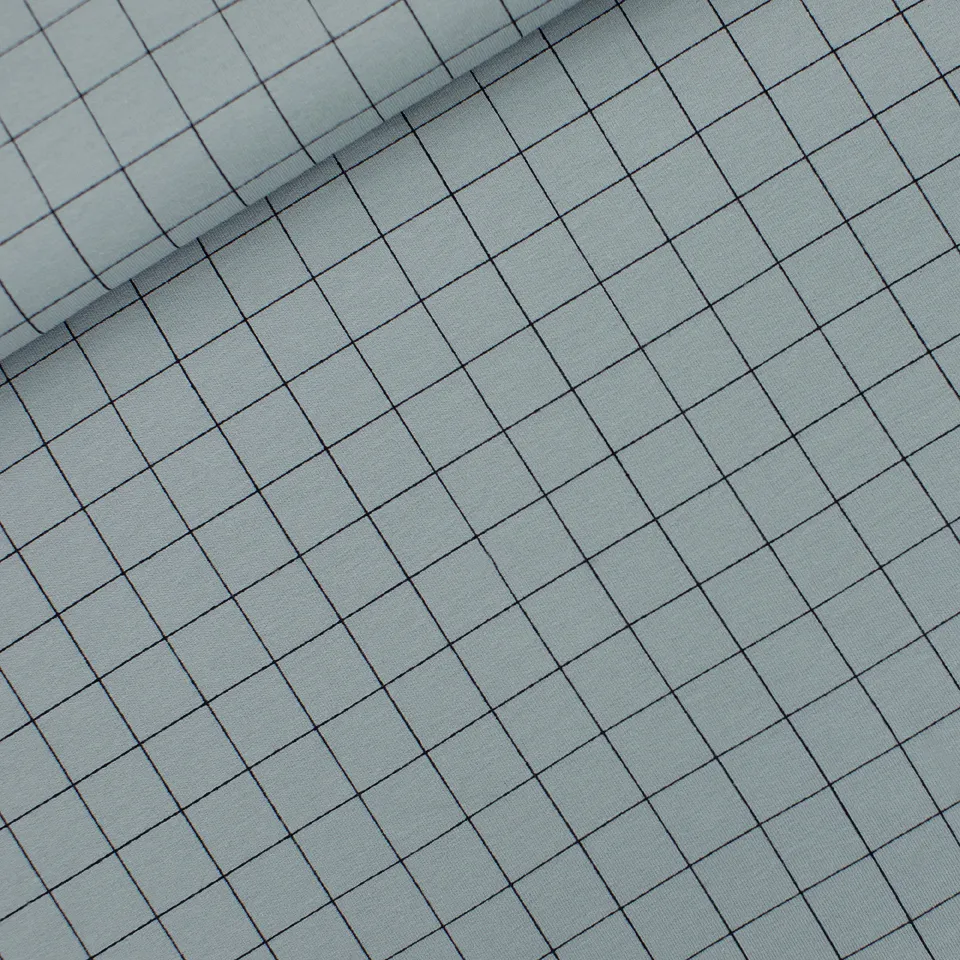 Grijze geruite french terry 'Monument Gray Thin Grid' - See you at six