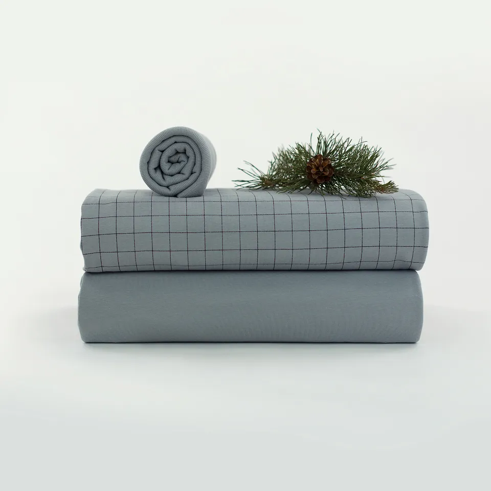 Grijze geruite french terry 'Monument Gray Thin Grid' - See you at six